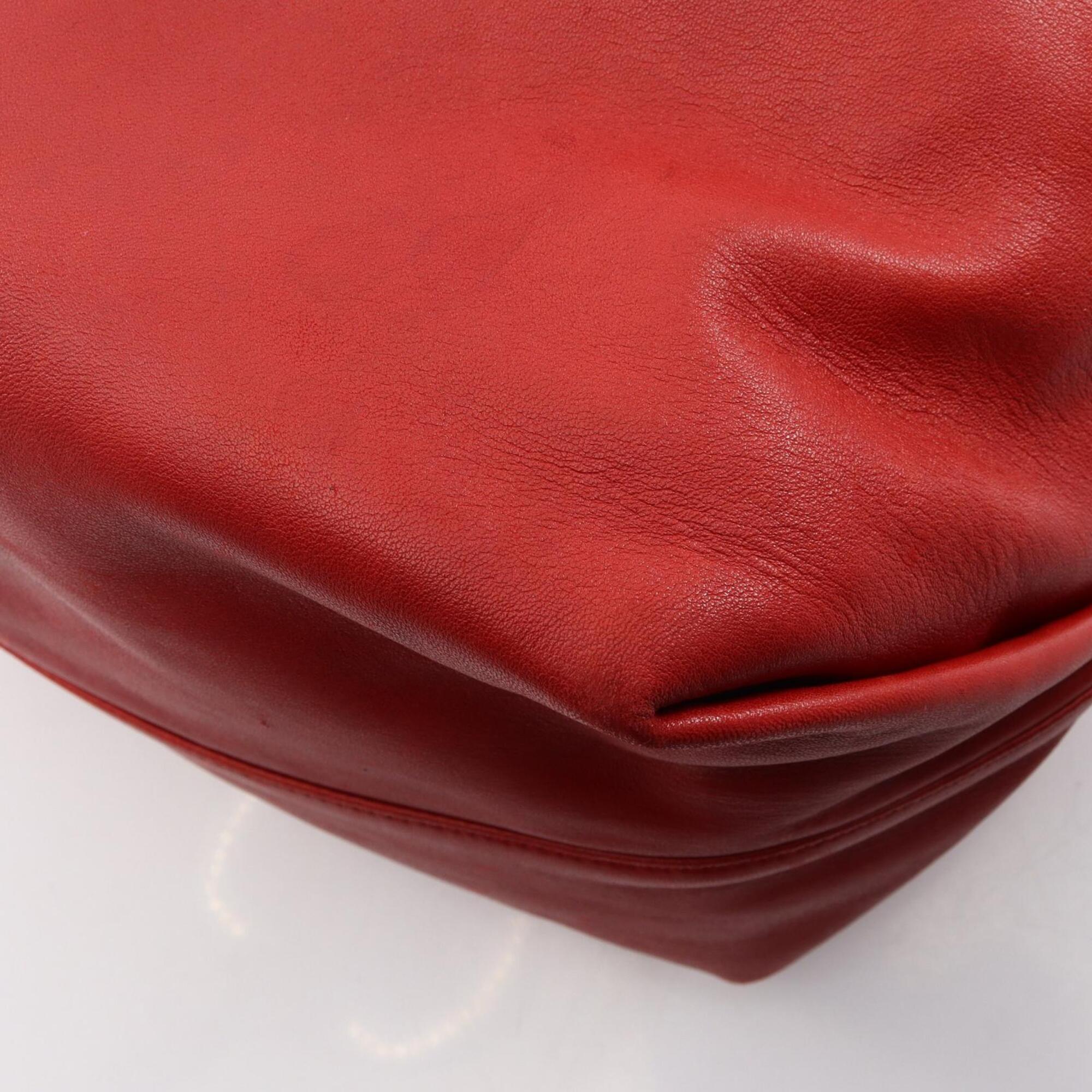 Saint Laurent Red Color Leather Handbag Pouch Shoulder Bag (Pre-Owned)