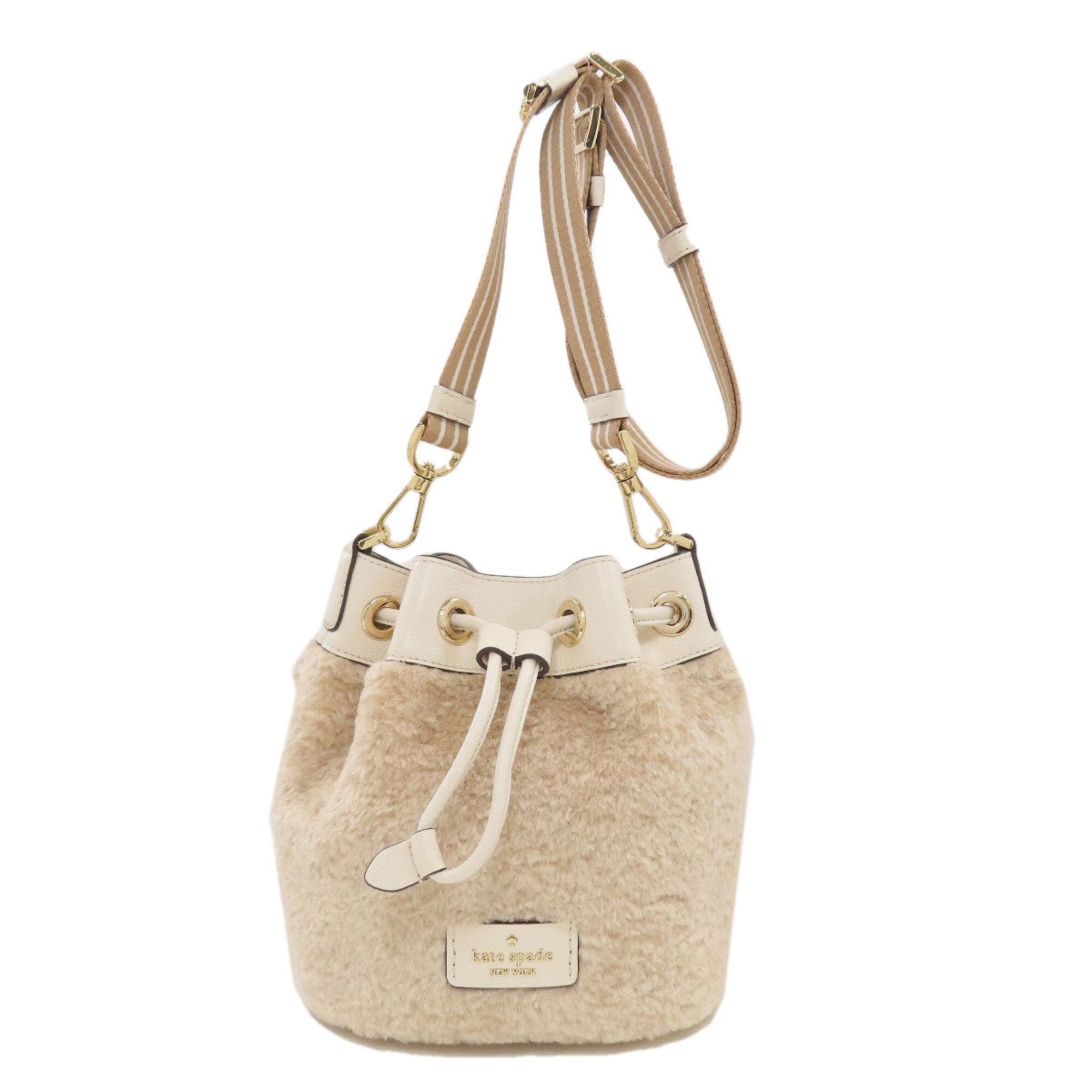Kate Spade Beige Faux Fur Pouch Shoulder Bag (Pre-Owned)