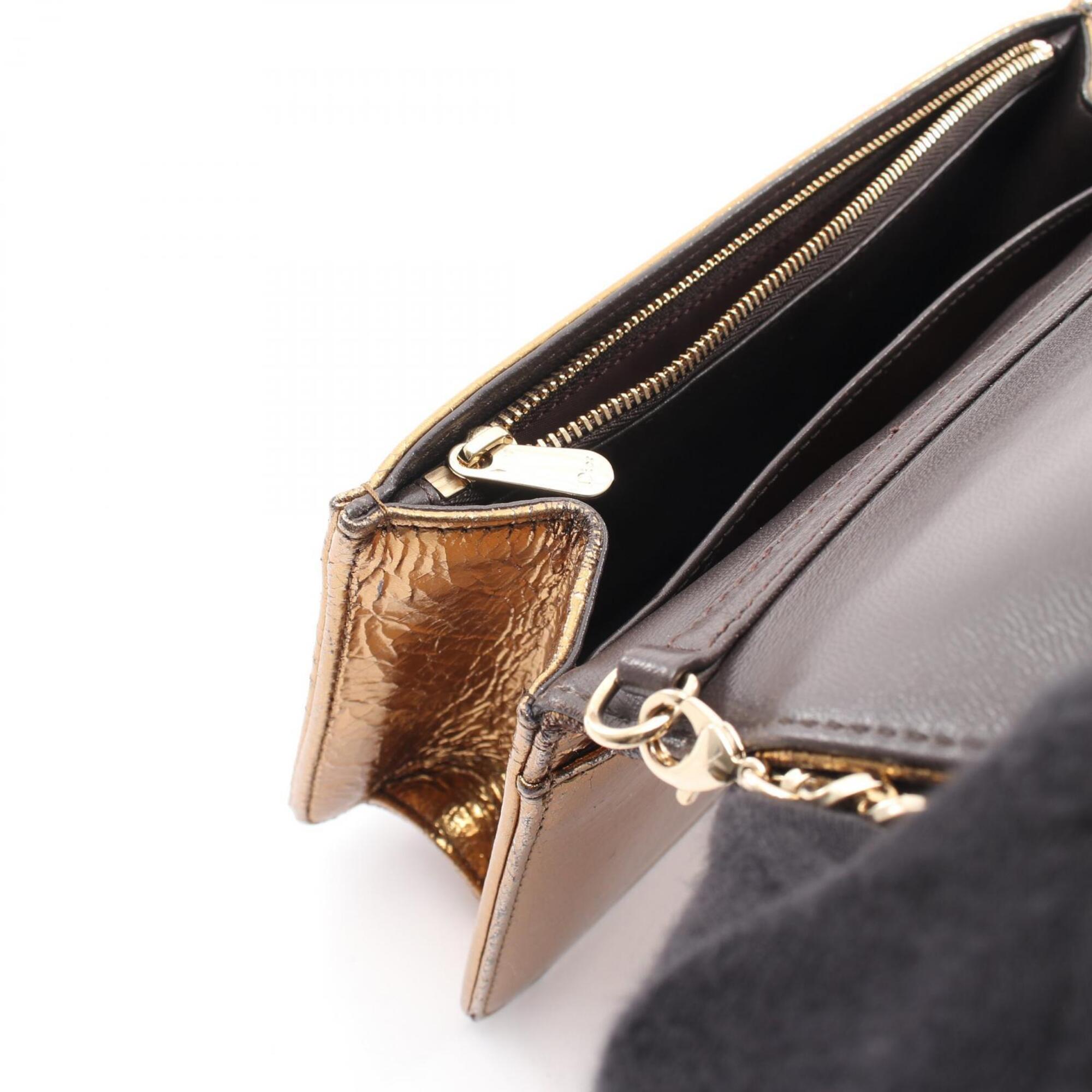 Christian Dior Gold Leather Handbag Shoulder Bag (Pre-Owned)
