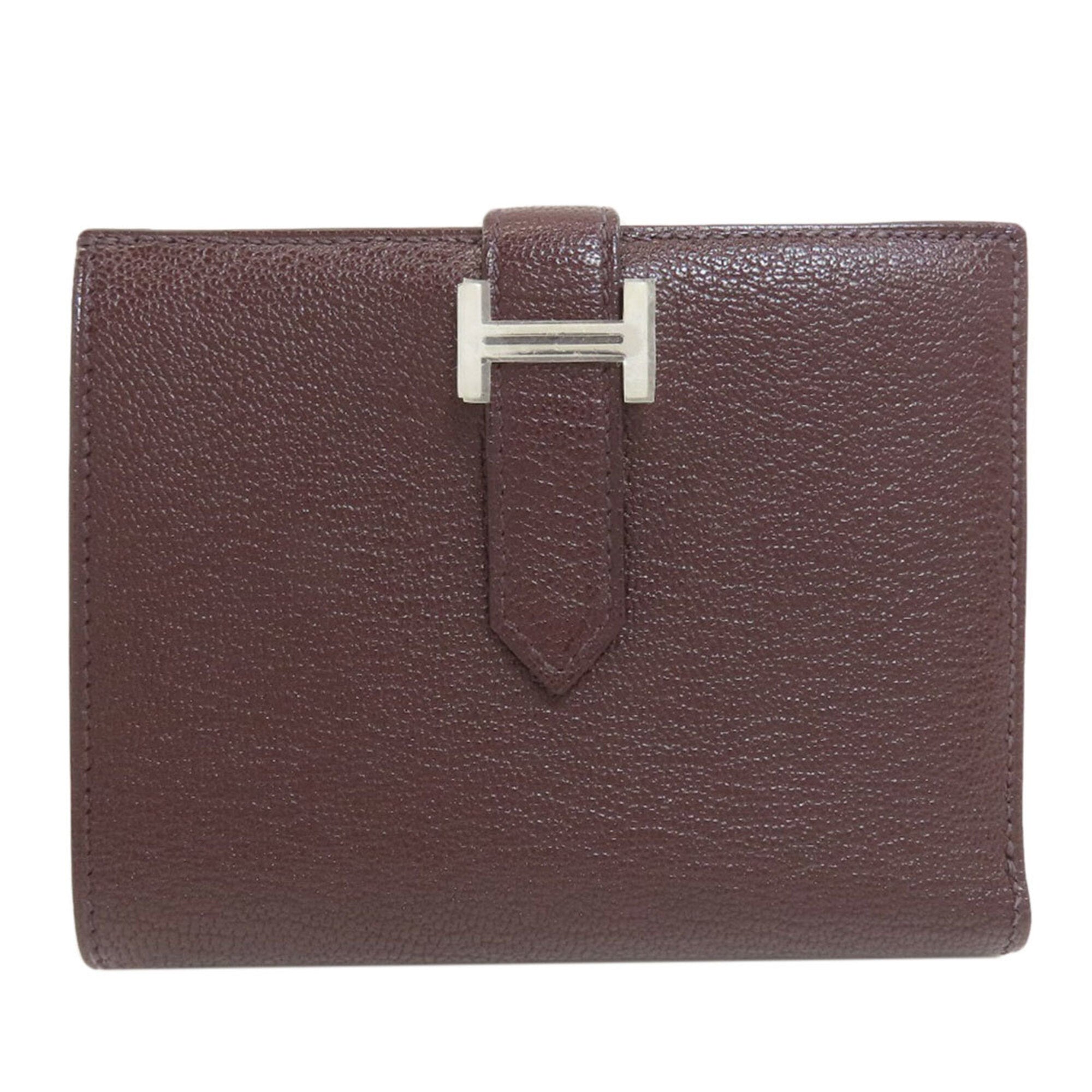 Hermes Bordeaux Chevre Leather Wallet (Bi-Fold) (Pre-Owned)
