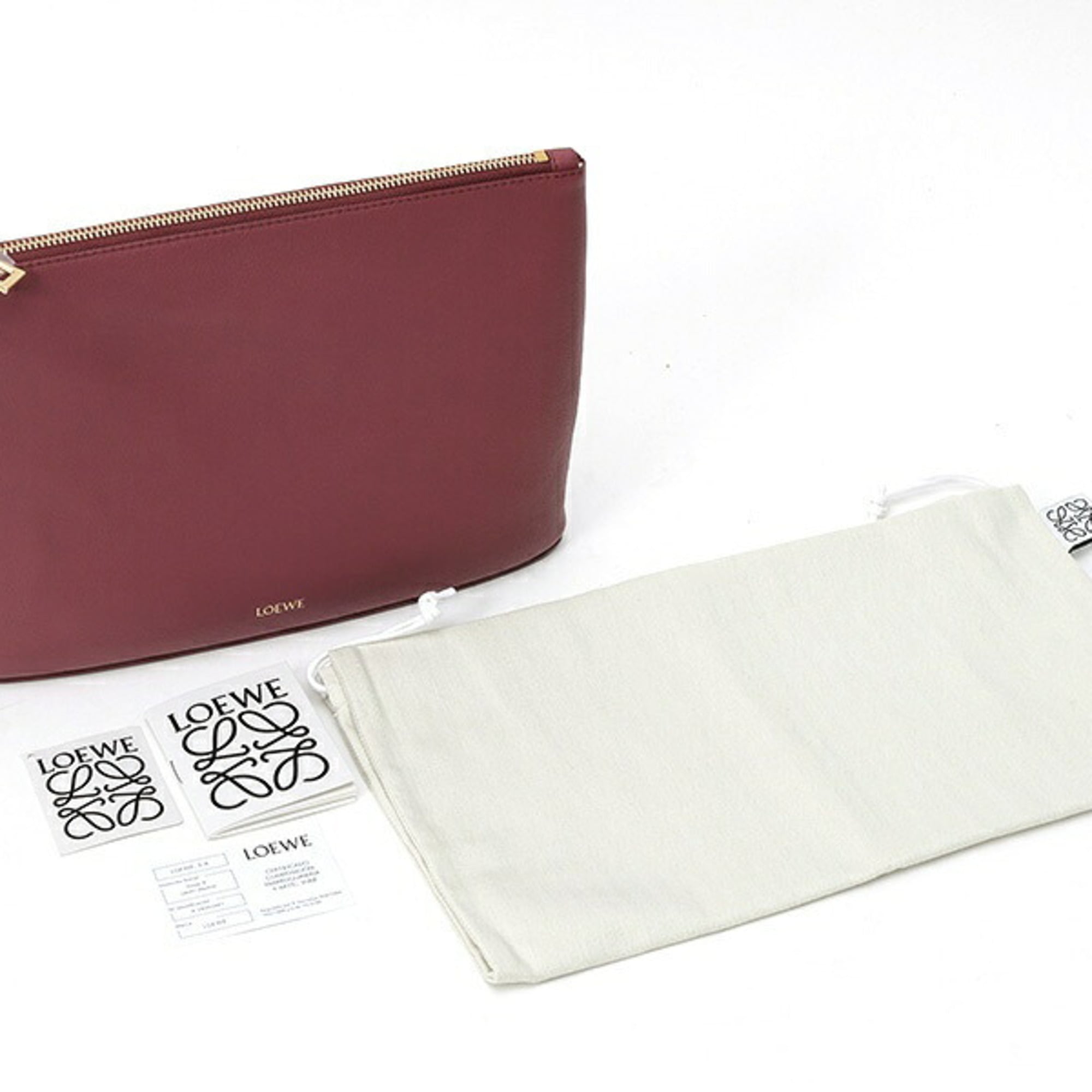 Loewe Bordeaux Leather Clutch Bag (Pre-Owned)