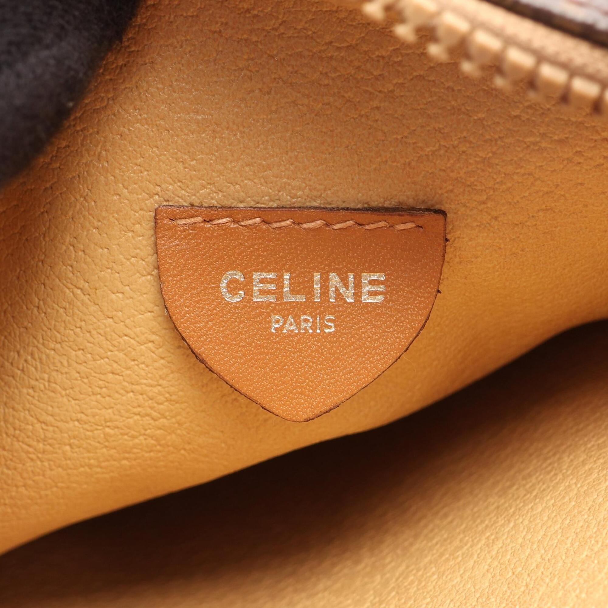 Celine Brown Coated Canvas Leather Handbag Shoulder Bag (Pre-Owned)