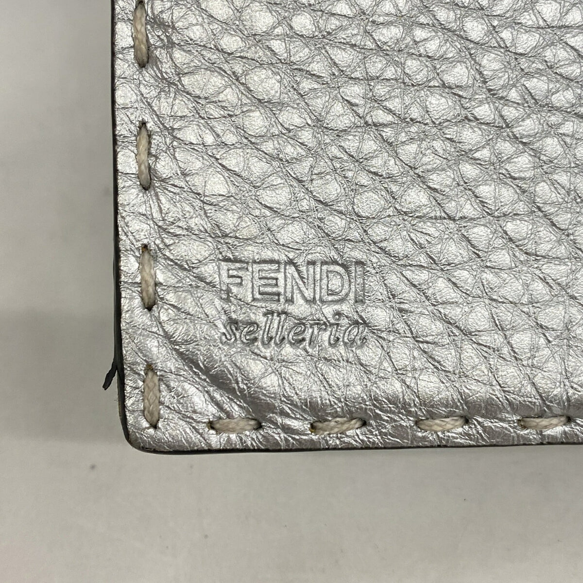 Fendi Silver Leather Long Wallet (Bi-Fold) (Pre-Owned)