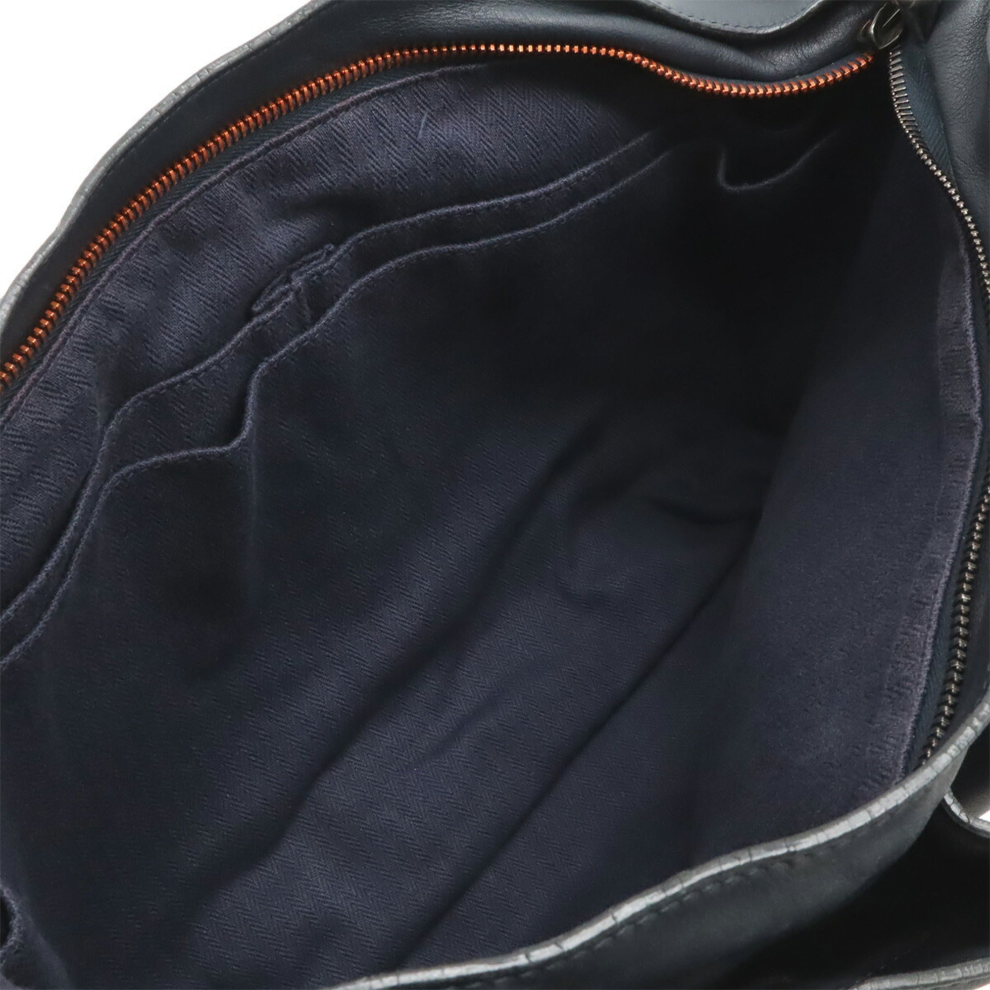 Hermes Caravan Horizontal Navy Orange Veau Derma Shoulder Bag Tote Bag (Pre-Owned)
