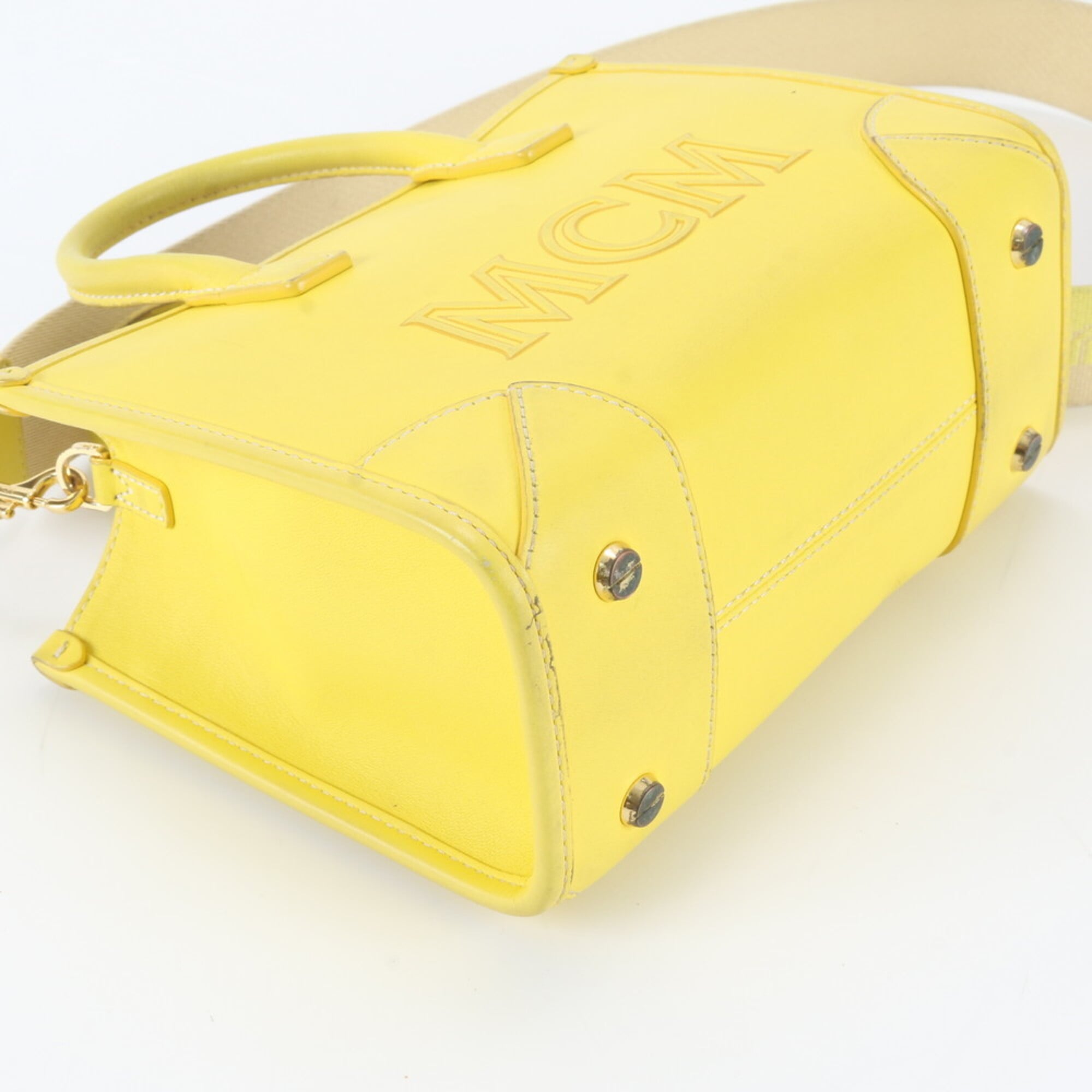 Mcm Yellow Leather Handbag Shoulder Bag Tote Bag (Pre-Owned)