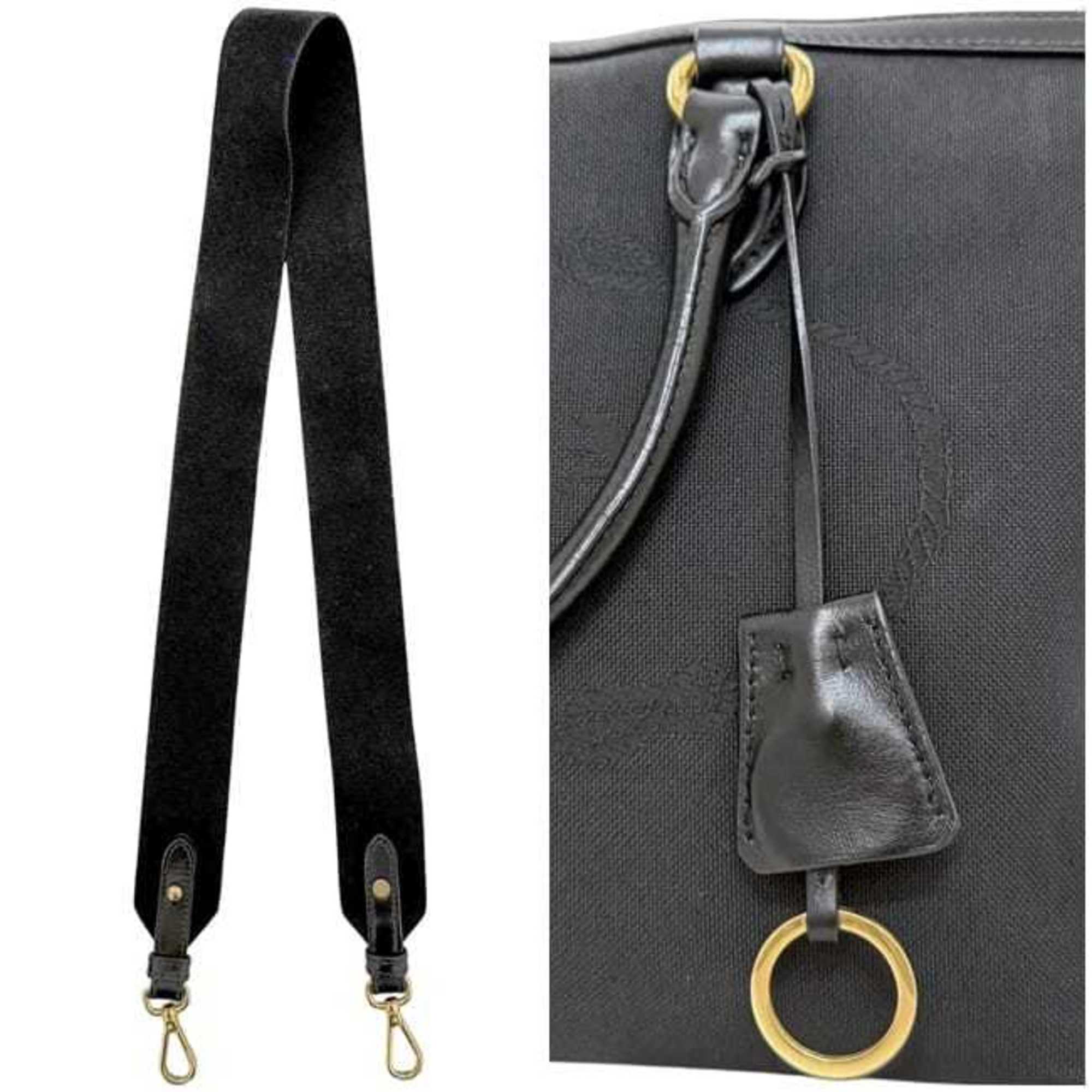 Prada Black Nero Canvas Jacquard Leather Shoulder Bag Tote Bag (Pre-Owned)