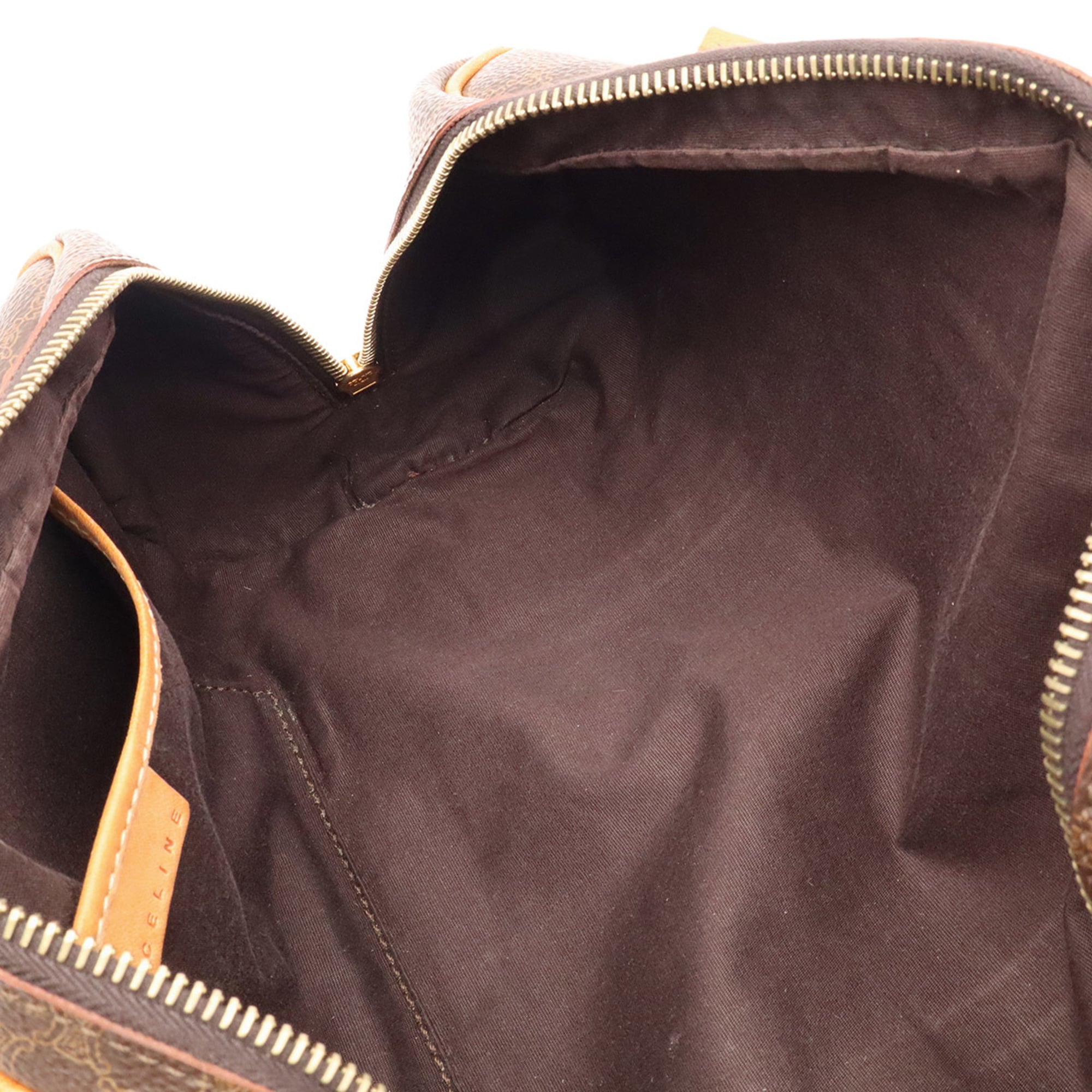 Celine Dark Brown Light Brown Coated Canvas Handbag (Pre-Owned)
