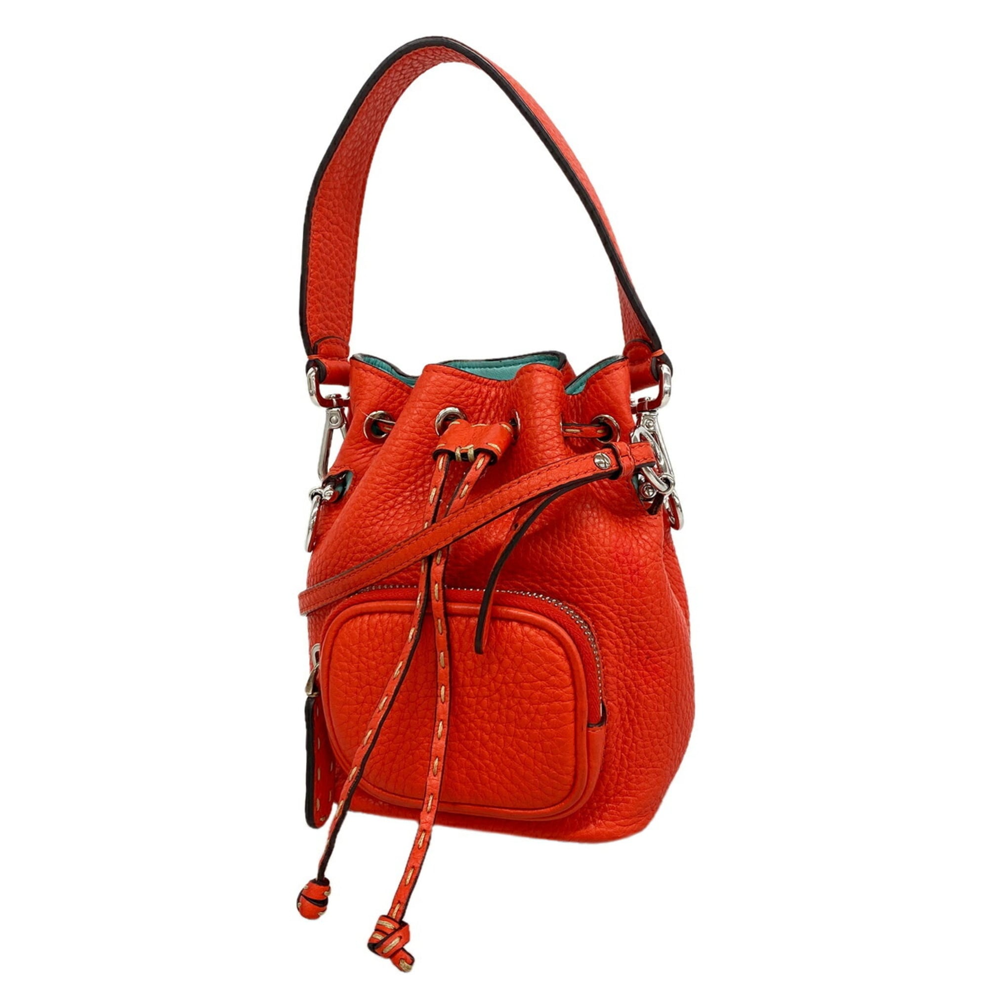 Fendi Red Color Leather Handbag (Pre-Owned)