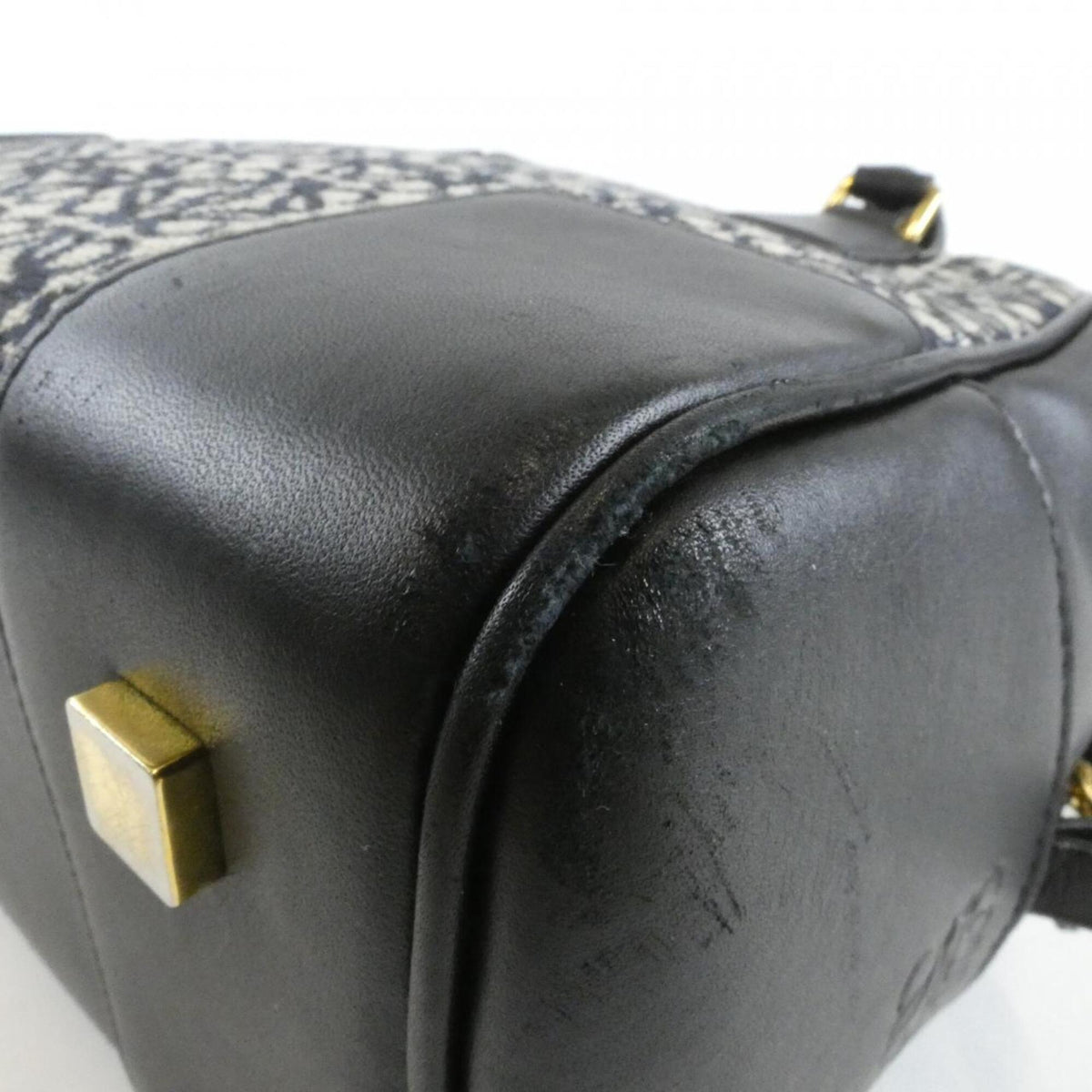 Loewe Black Navy Canvas Leather Handbag (Pre-Owned)