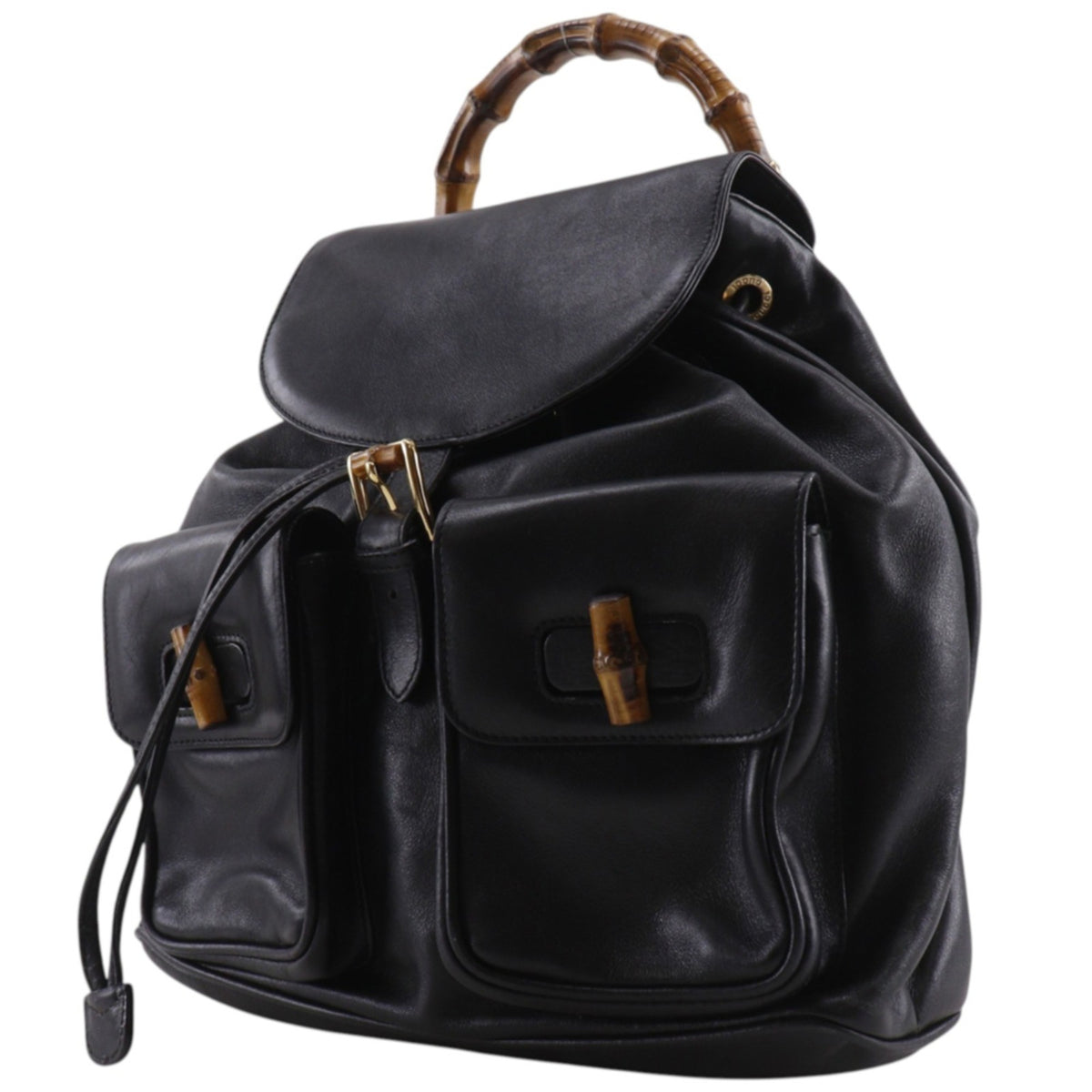 Gucci Bamboo Black Leather Backpack (Pre-Owned)