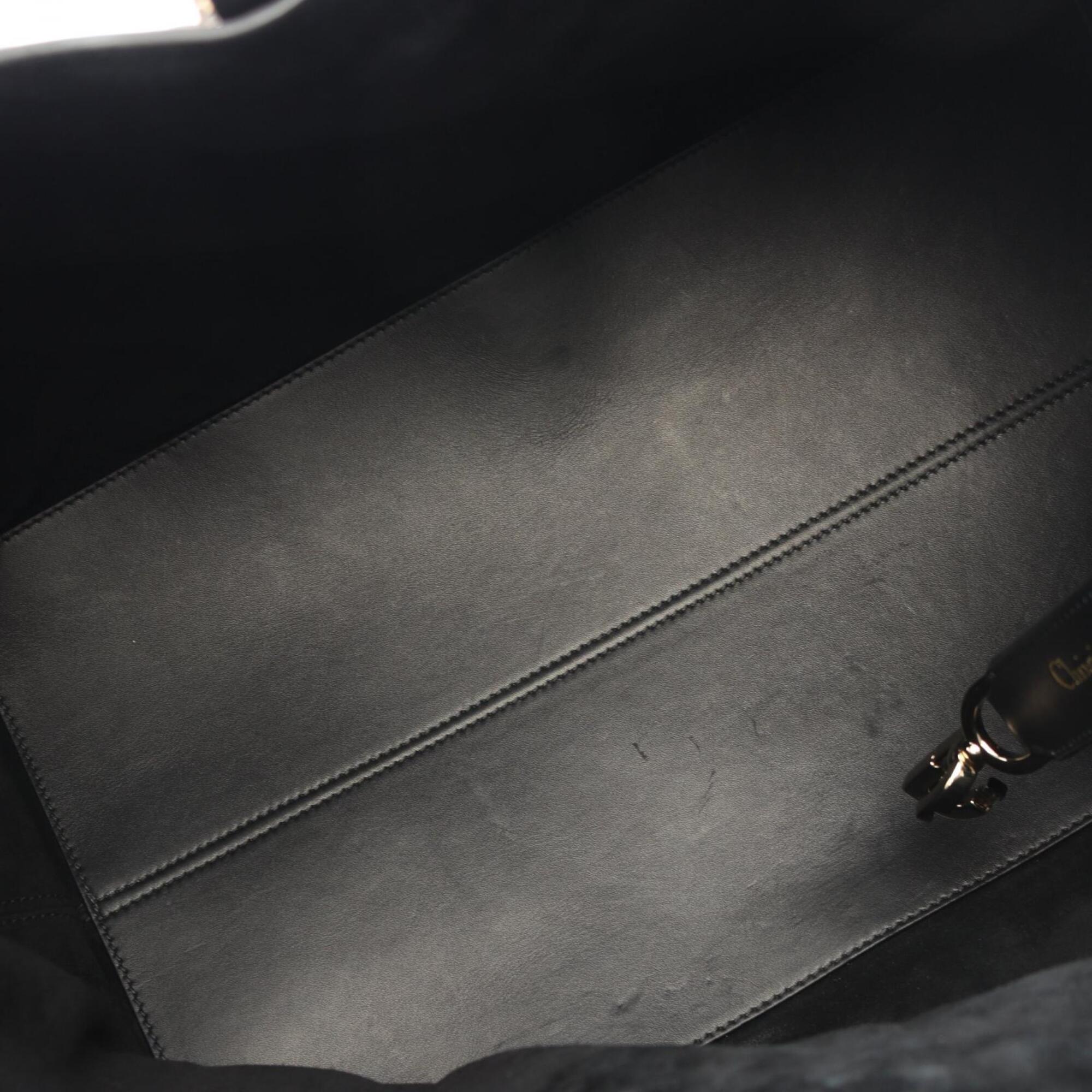 Christian Dior Black Leather Handbag Pouch Tote Bag (Pre-Owned)