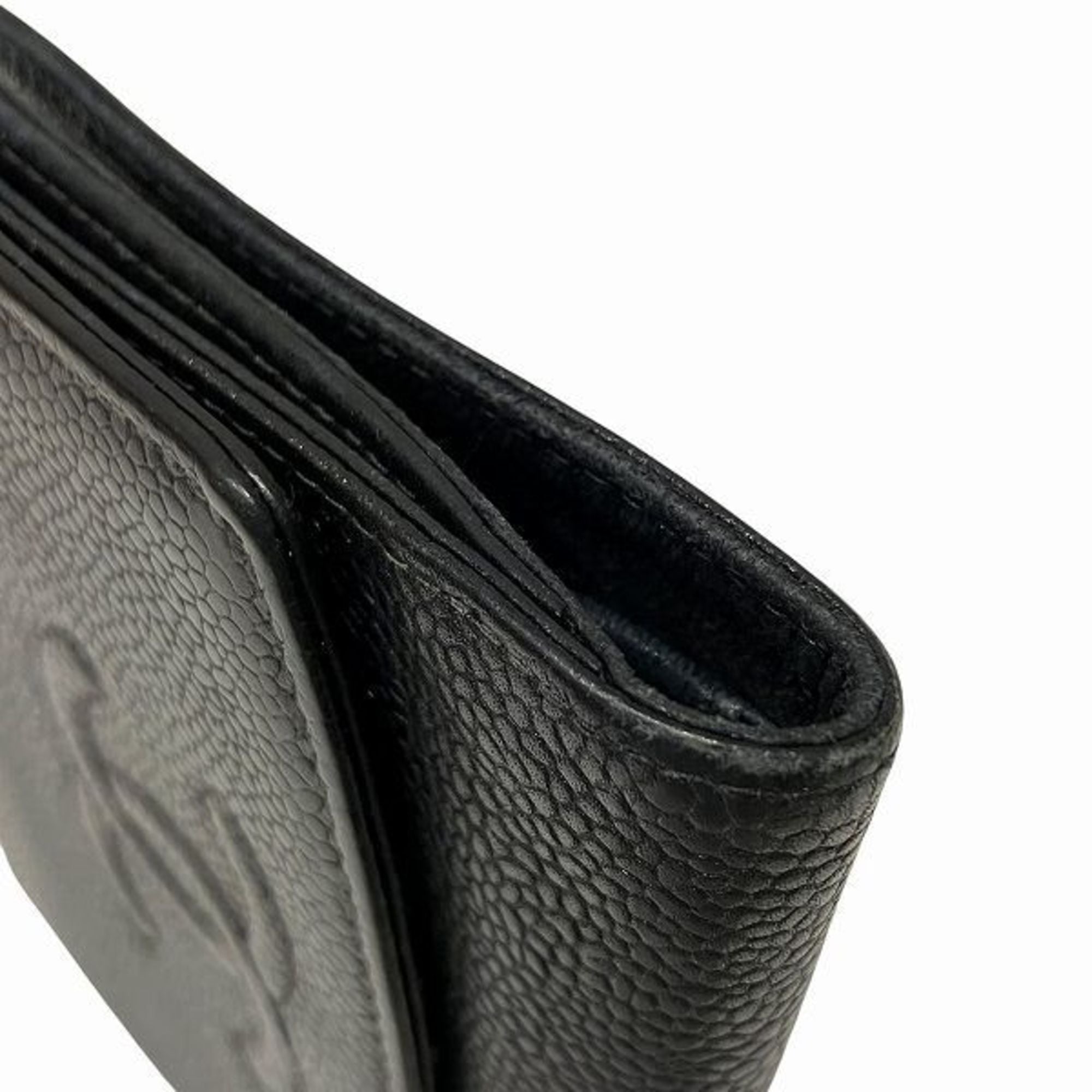 Chanel Black Grained Calfskin Wallet (Bi-Fold) (Pre-Owned)