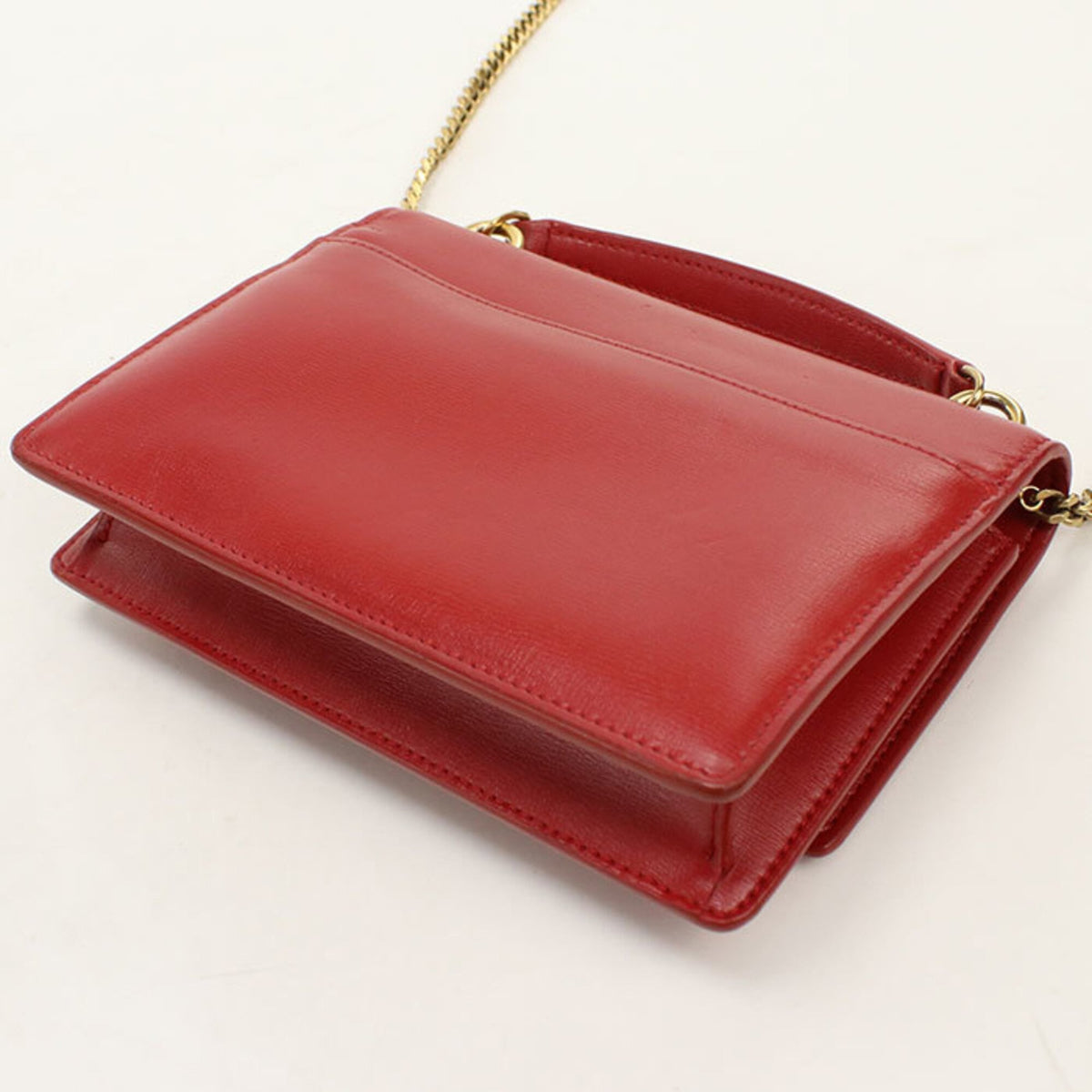 Saint Laurent Red Color Leather Shoulder Bag (Pre-Owned)
