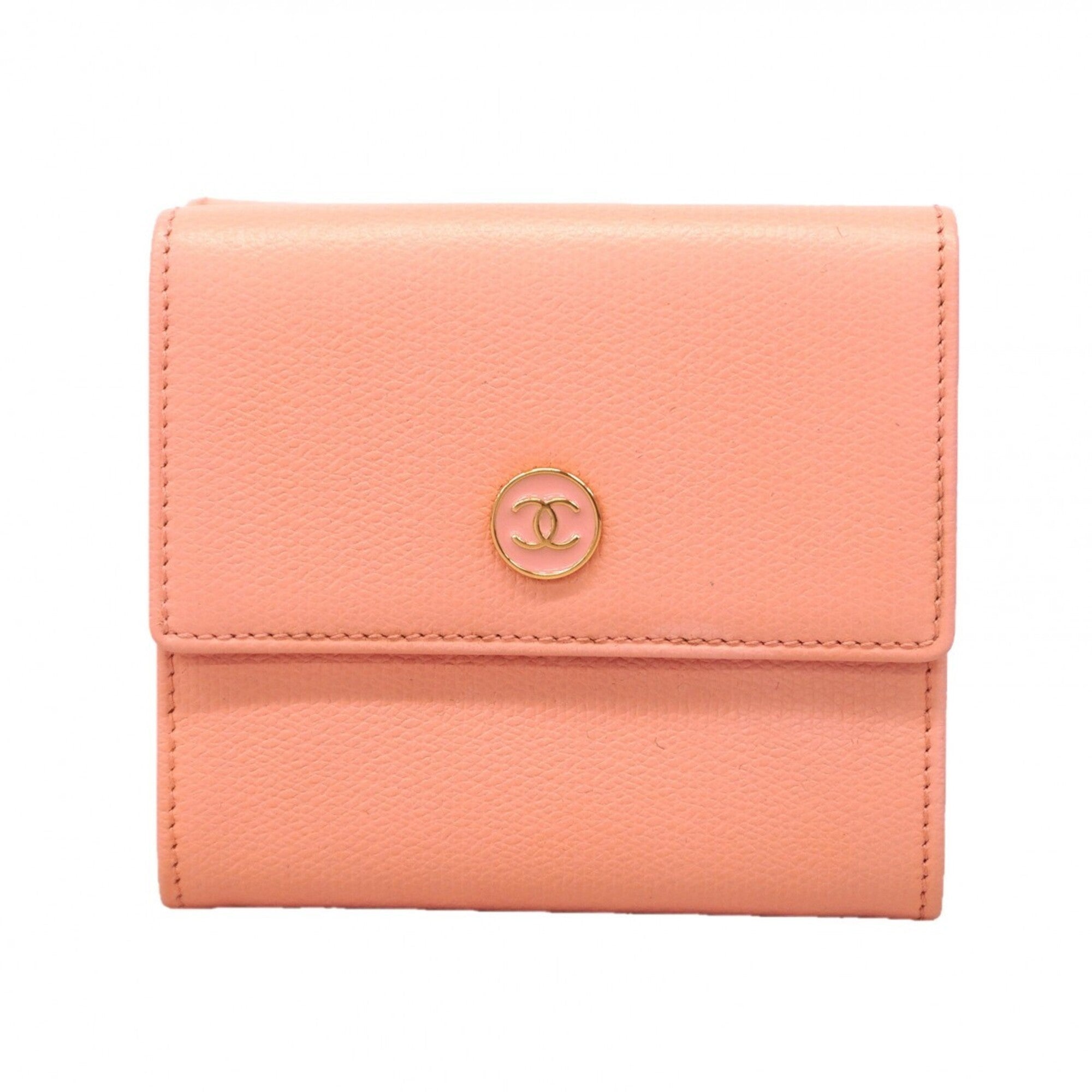 Chanel Pink Leather Wallet (Tri-Fold) (Pre-Owned)