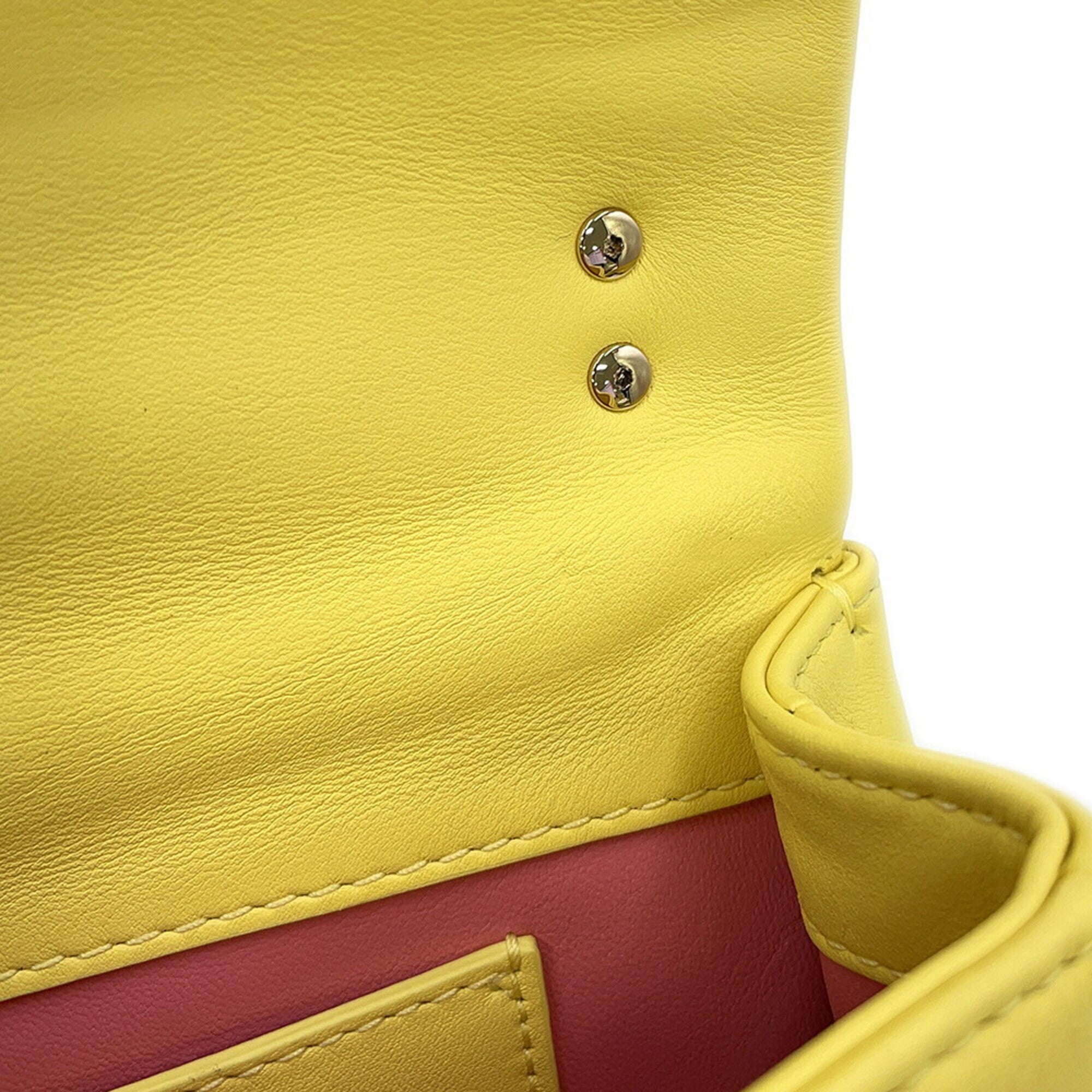 Bvlgari Yellow Leather Handbag Shoulder Bag (Pre-Owned)