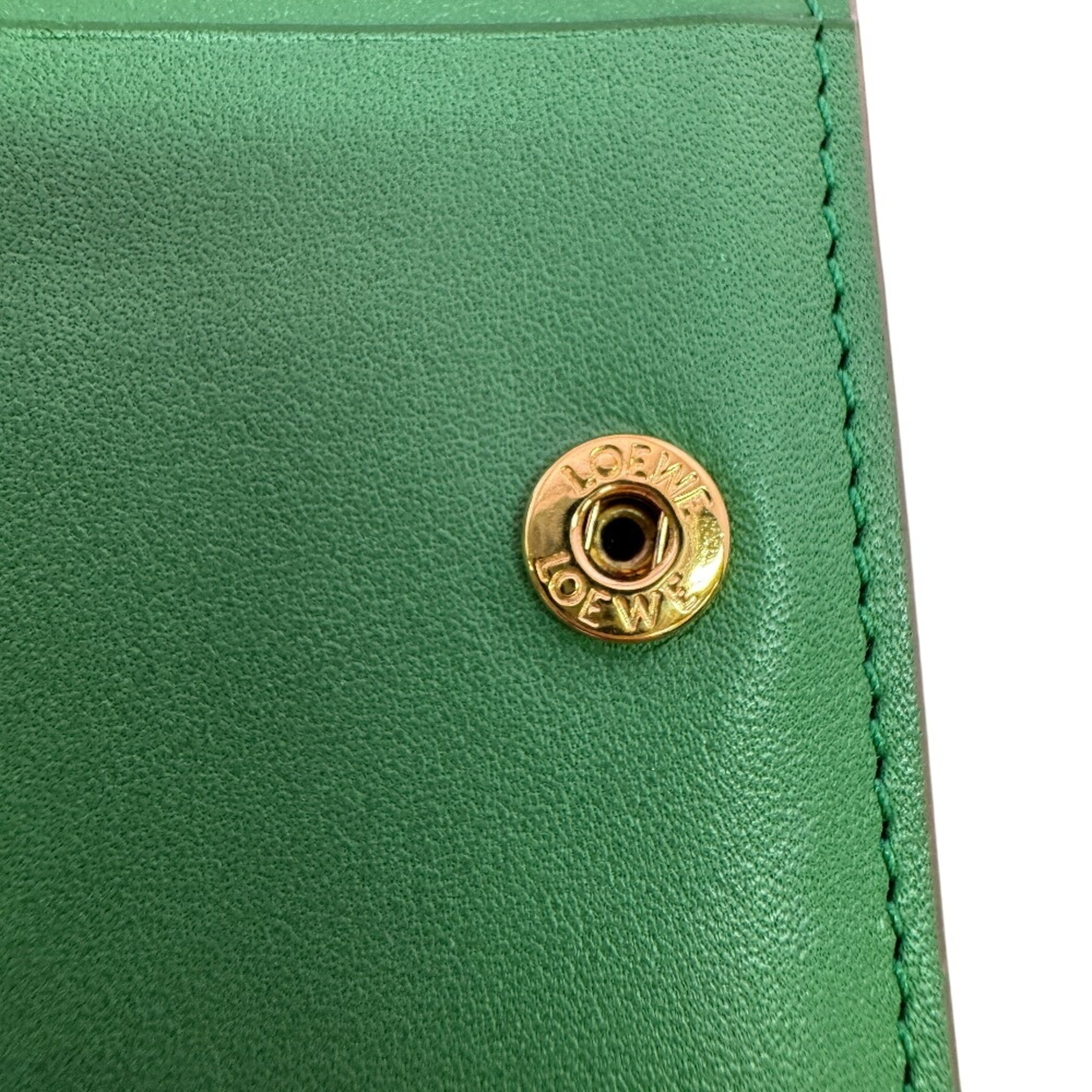Loewe Beige Green Leather Wallet (Bi-Fold) (Pre-Owned)