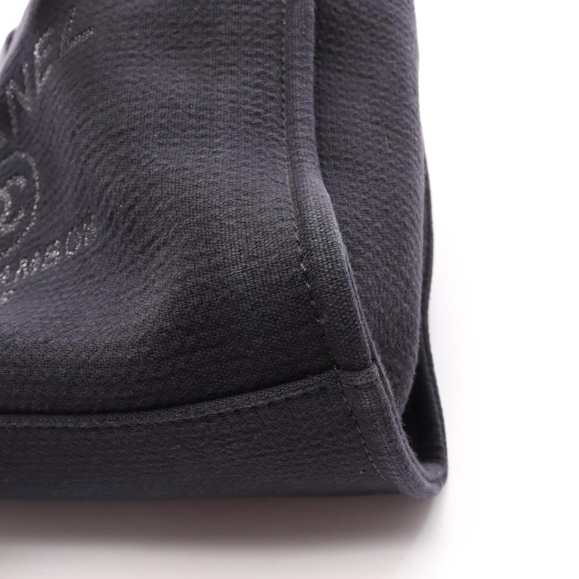 Chanel Black Canvas Leather Handbag Pouch Tote Bag (Pre-Owned)