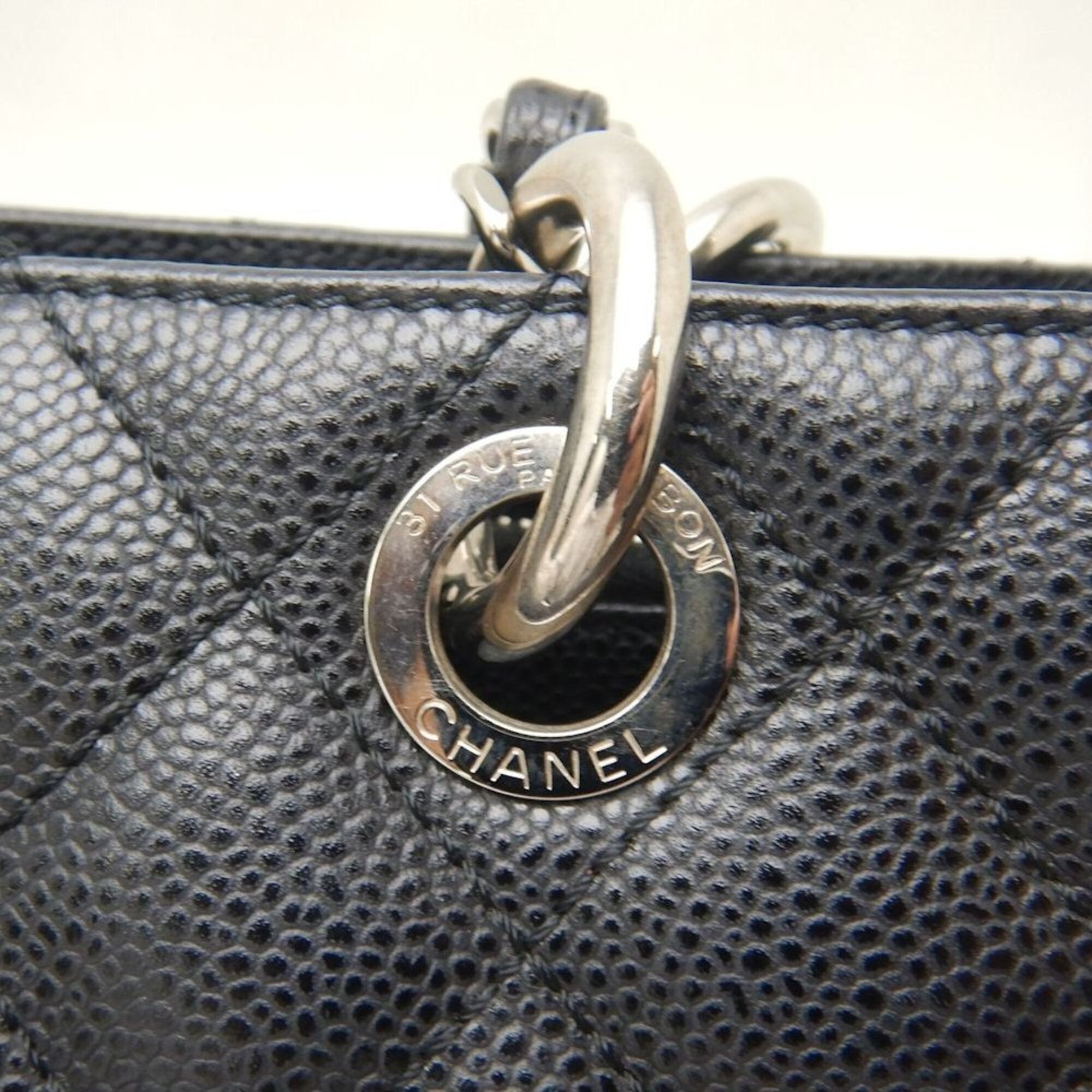 Chanel Black Grained Calfskin Tote Bag (Pre-Owned)