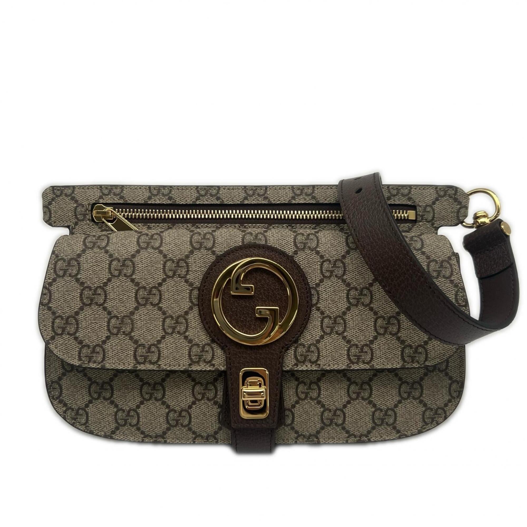 Gucci Beige Brown Gg Supreme Leather Fanny Pack Sling Bag (Pre-Owned)