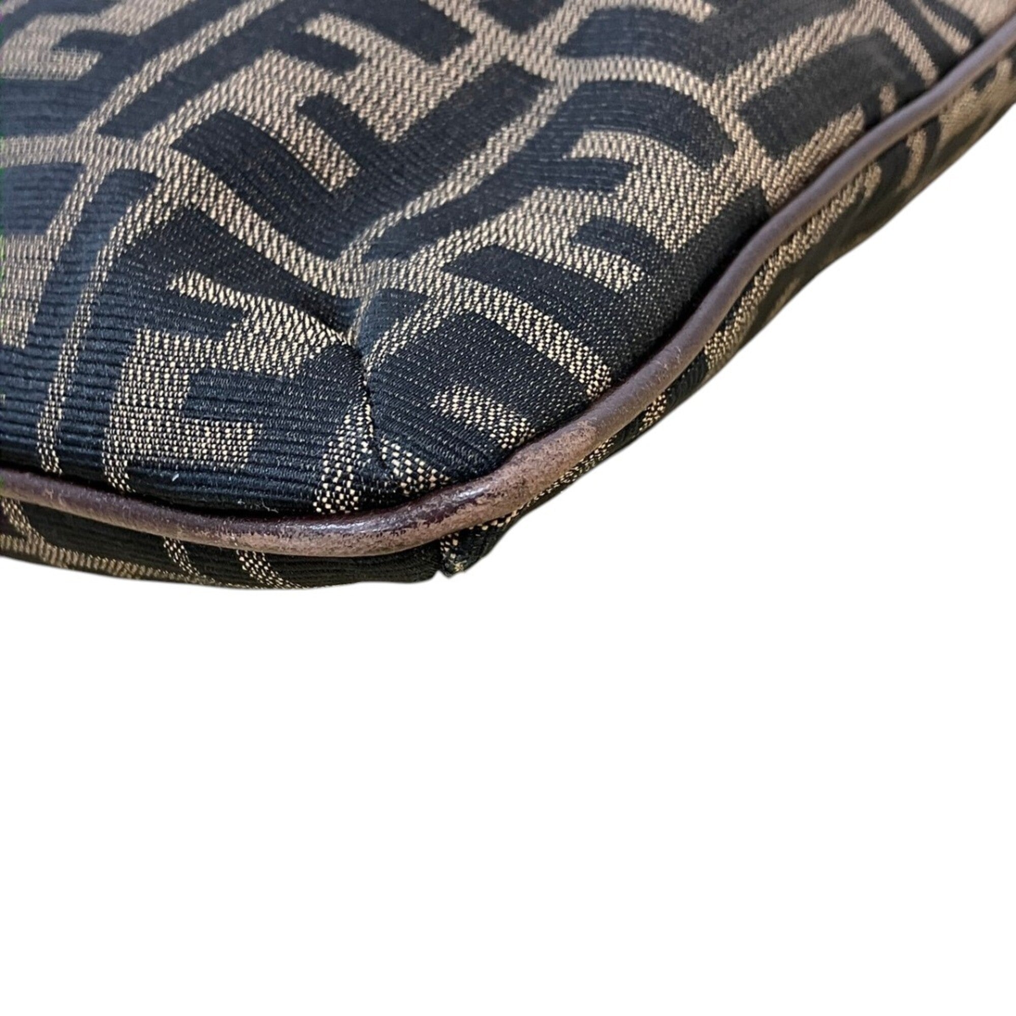 Fendi Zucca Brown Canvas Leather Shoulder Bag (Pre-Owned)