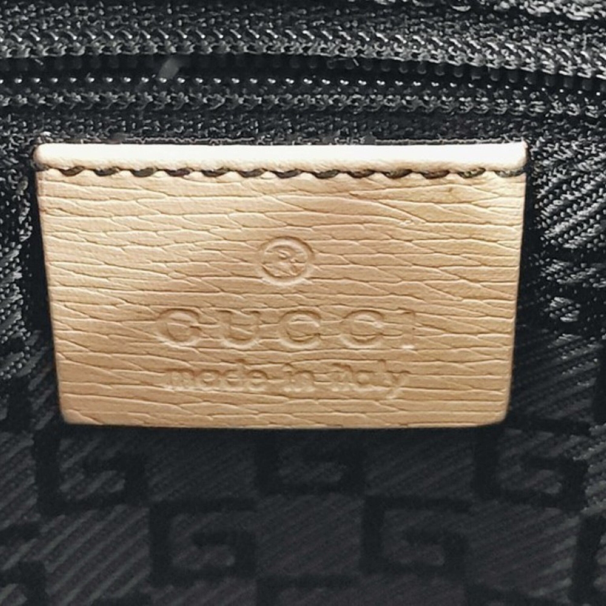 Gucci Beige Black Leather Shoulder Bag (Pre-Owned)