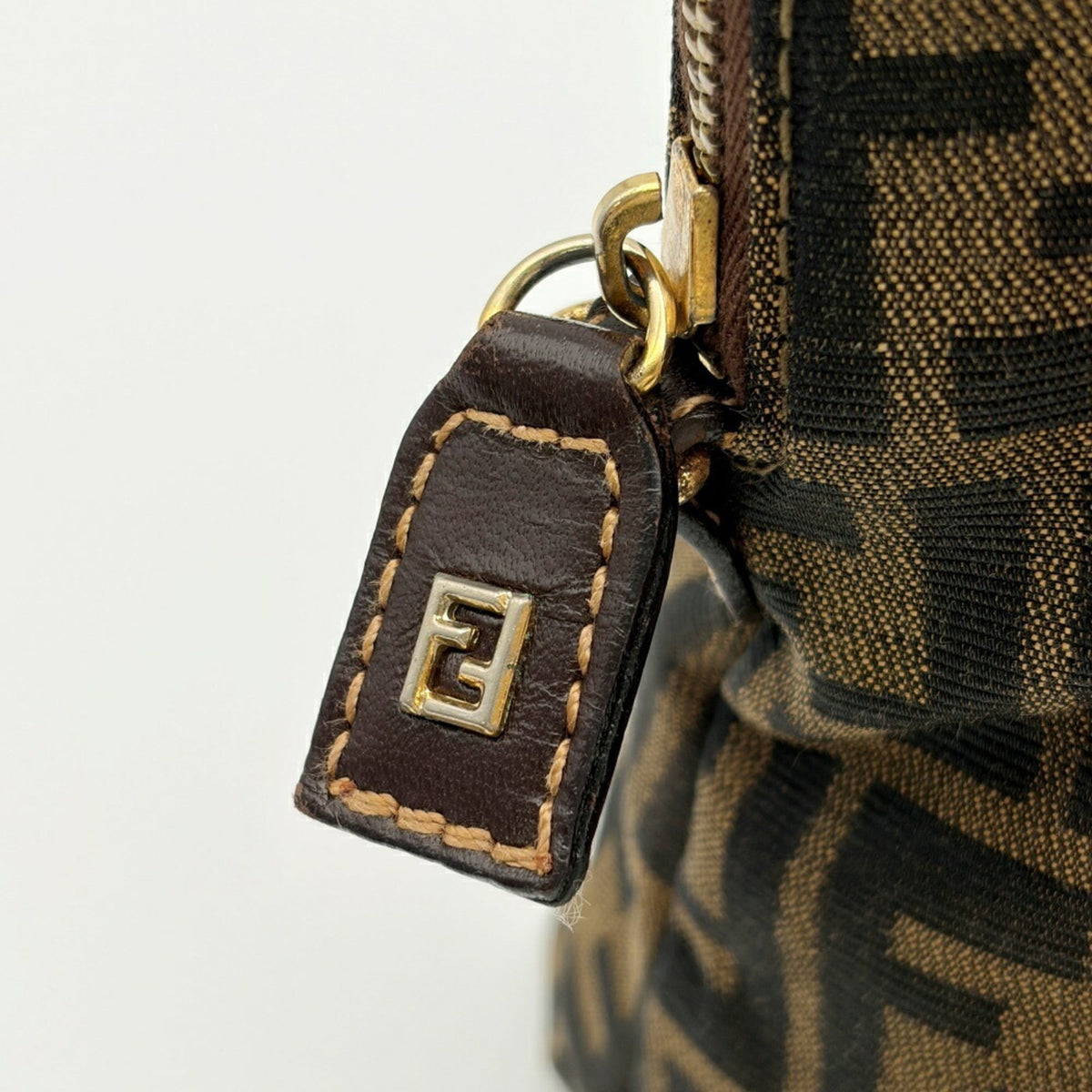 Fendi Brown Canvas Leather Shoulder Bag (Pre-Owned)