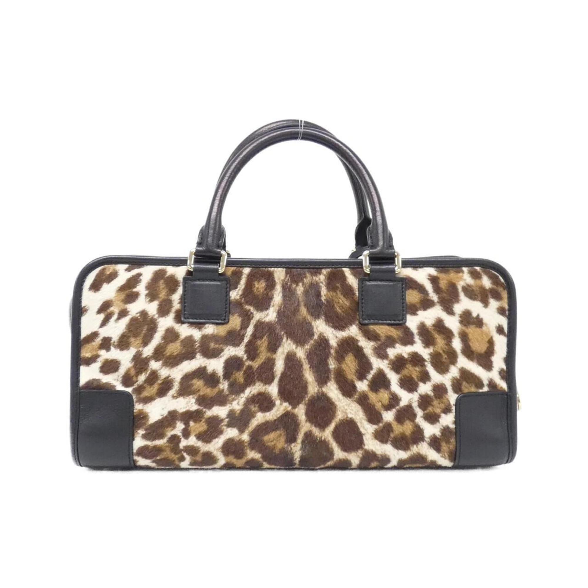 Loewe Black Brown White Leather Handbag (Pre-Owned)
