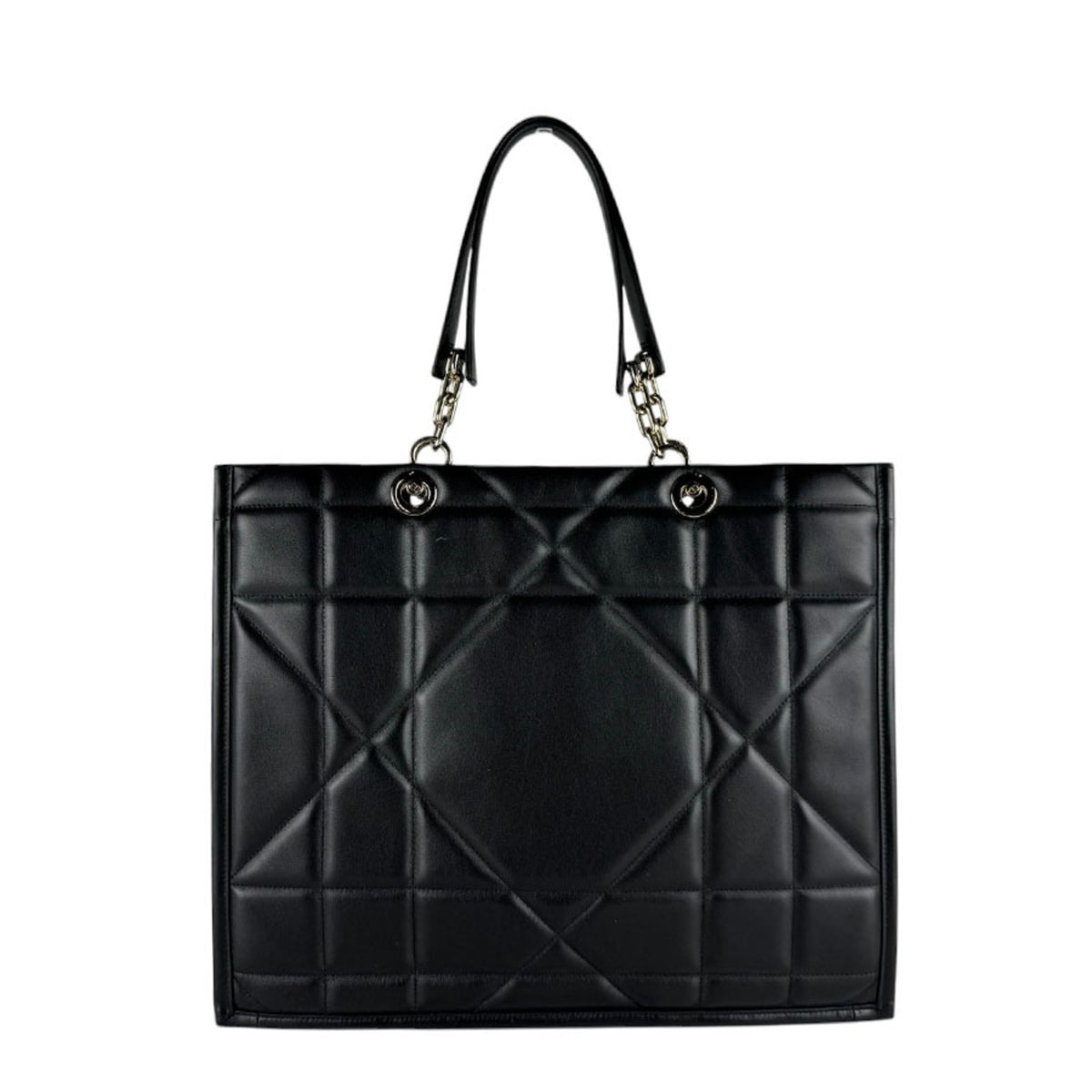 Christian Dior Black Leather Handbag Tote Bag (Pre-Owned)