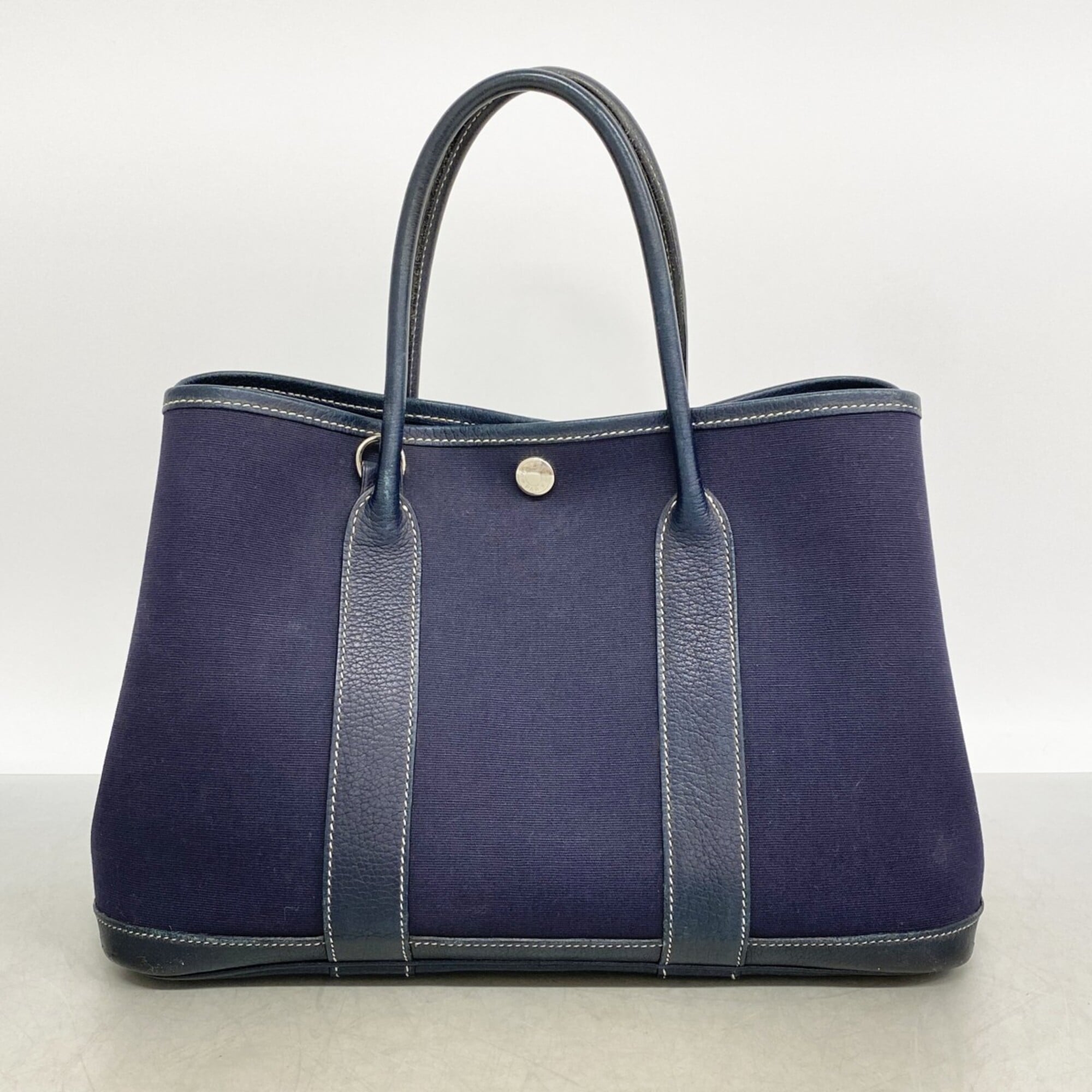 Hermes Navy Toile Officier Handbag (Pre-Owned)