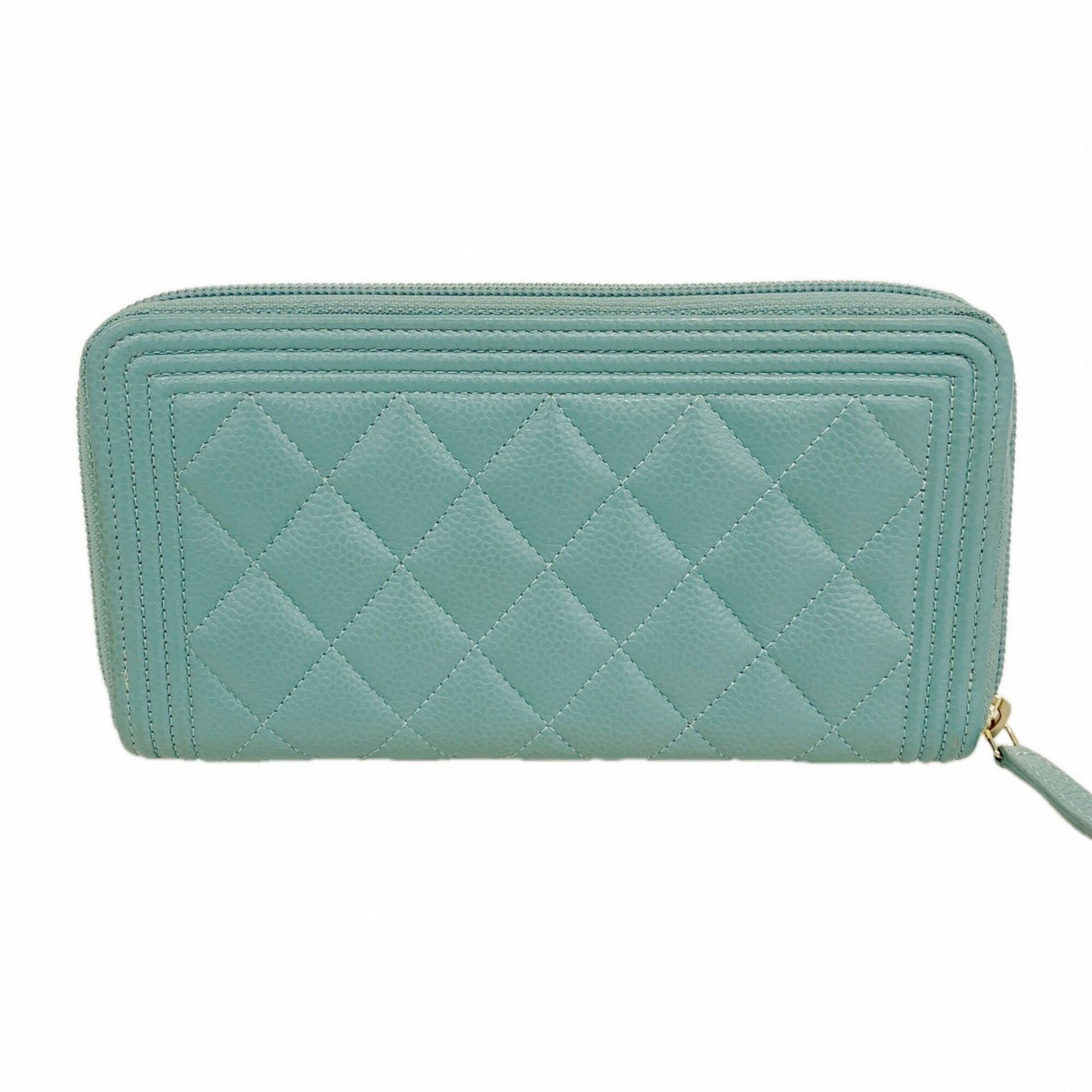 Chanel Blue Grained Calfskin Long Wallet (Bi-Fold) (Pre-Owned)