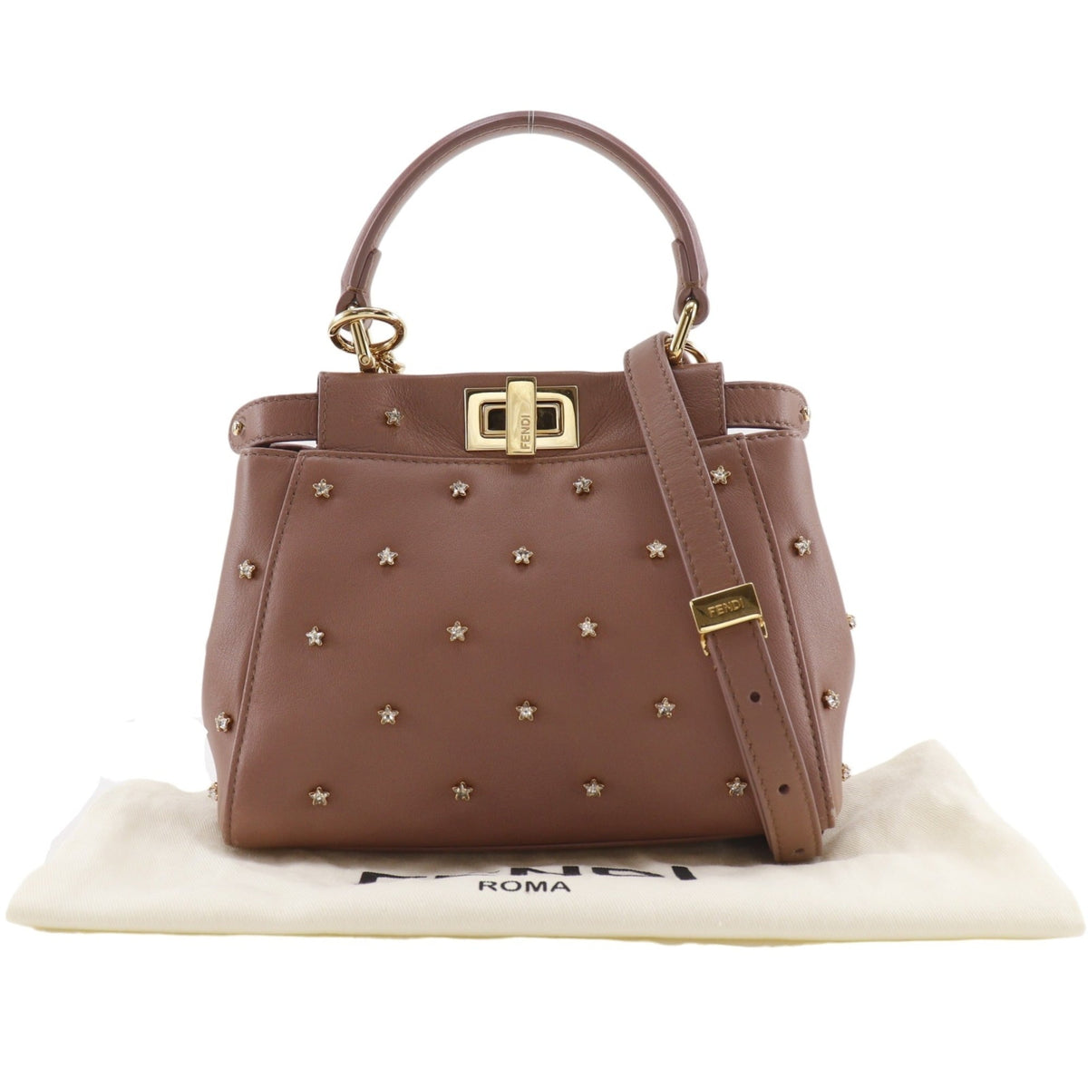Fendi Peekaboo Pink Leather Handbag (Pre-Owned)