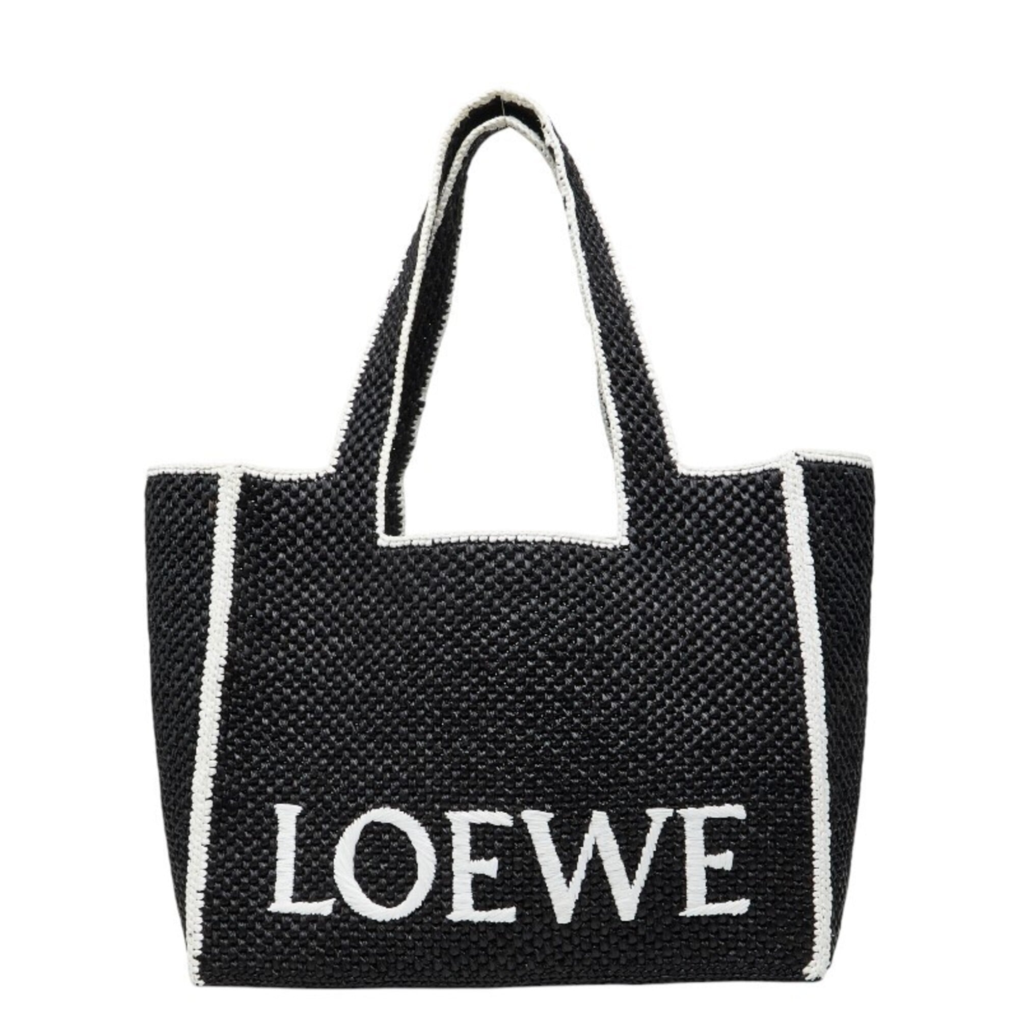 Loewe Black Raffia Leather Shoulder Bag Tote Bag (Pre-Owned)
