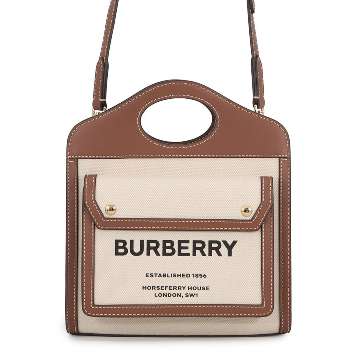 Burberry Brown Canvas Leather Handbag (Pre-Owned)