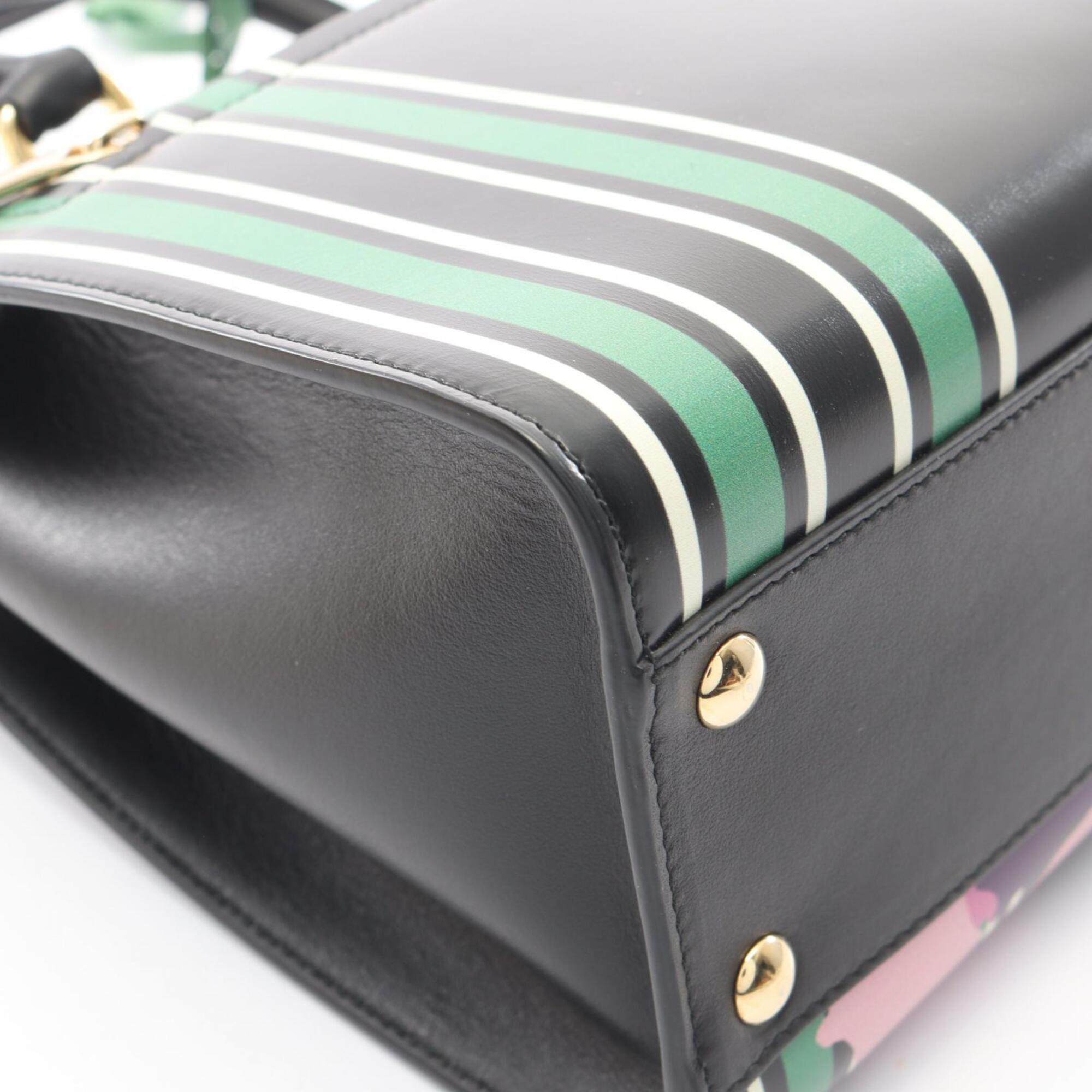 Salvatore Ferragamo Black Multi-Color Leather Handbag (Pre-Owned)
