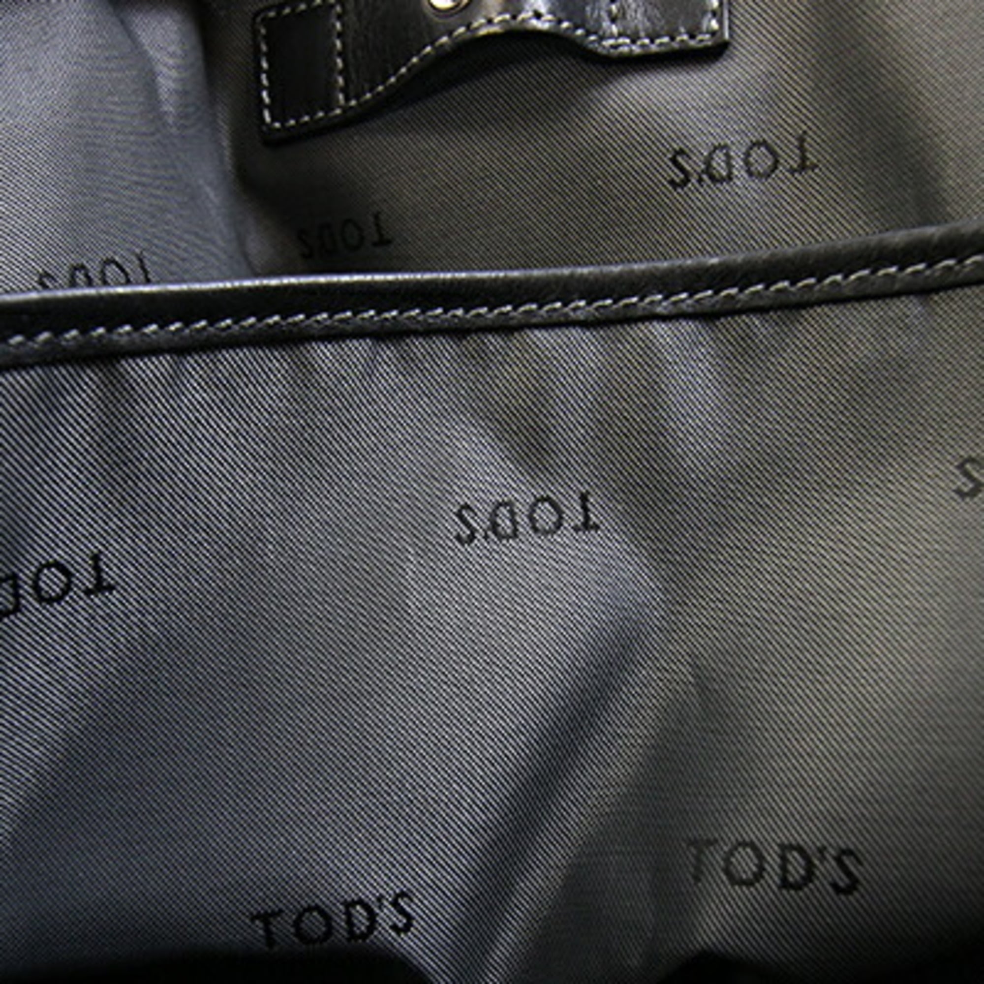 Tod's Black Coated Canvas Leather Tote Bag (Pre-Owned)