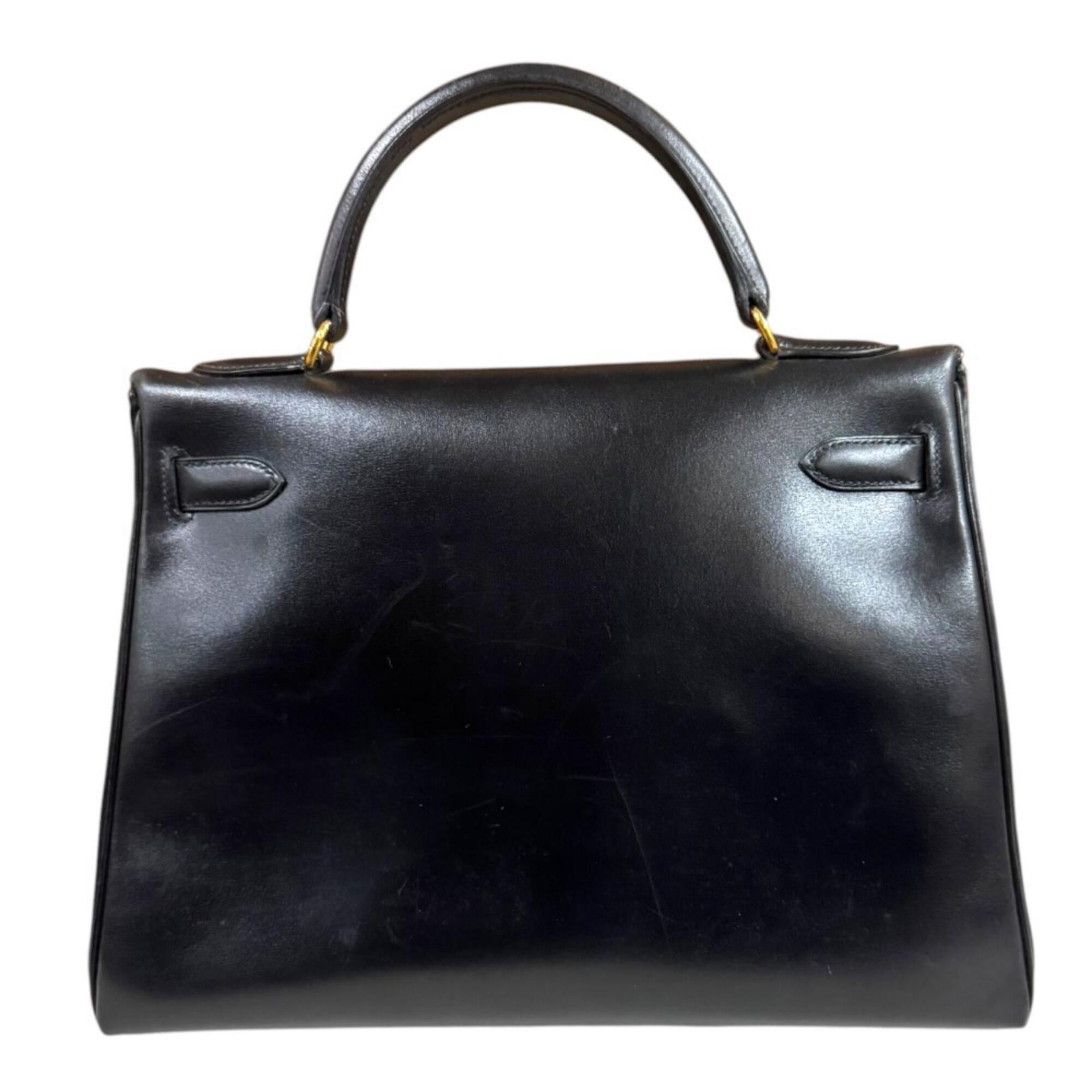 Hermes Black Box Calf Leather Shoulder Bag (Pre-Owned)