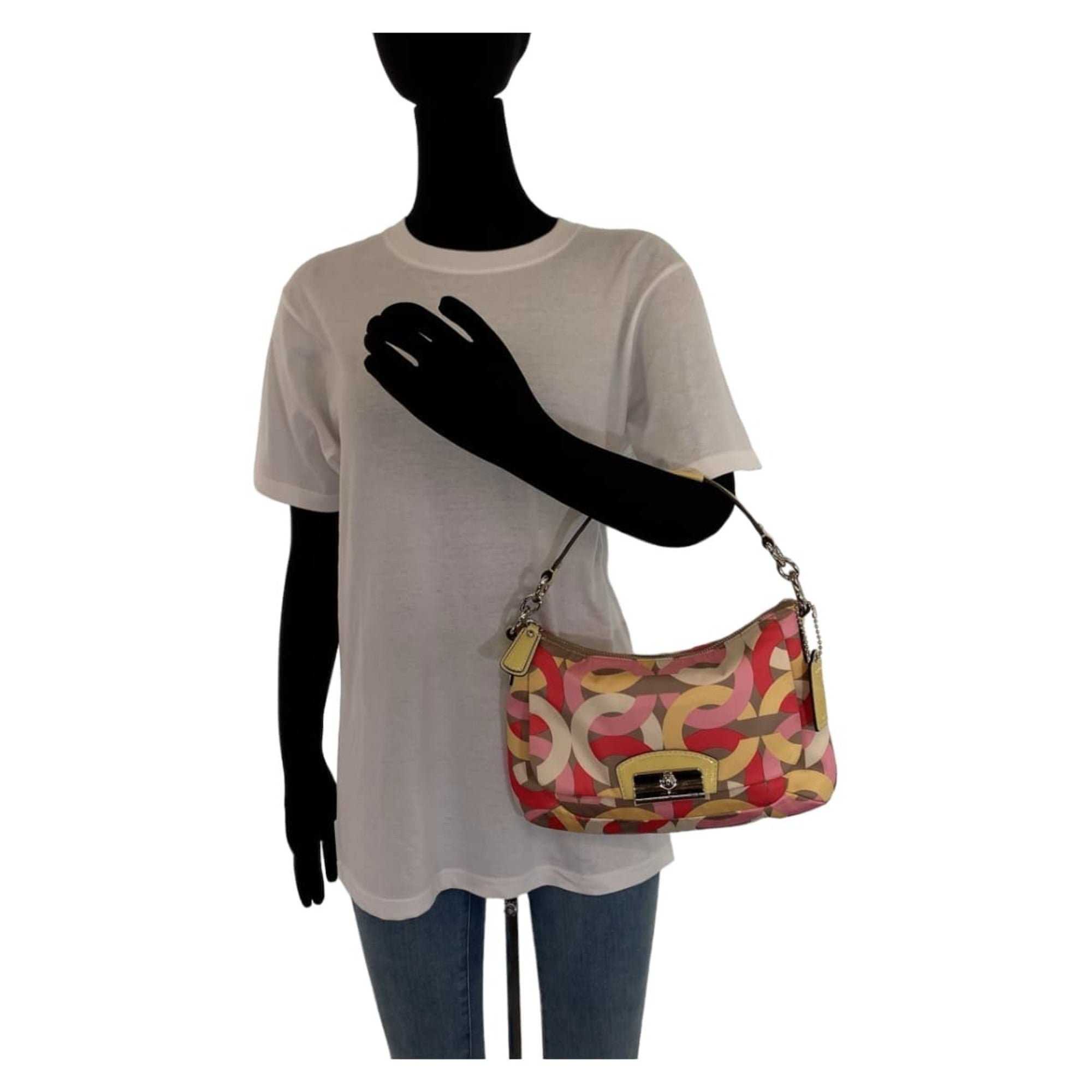 Coach Multi-Color Pink Cotton Shoulder Bag (Pre-Owned)