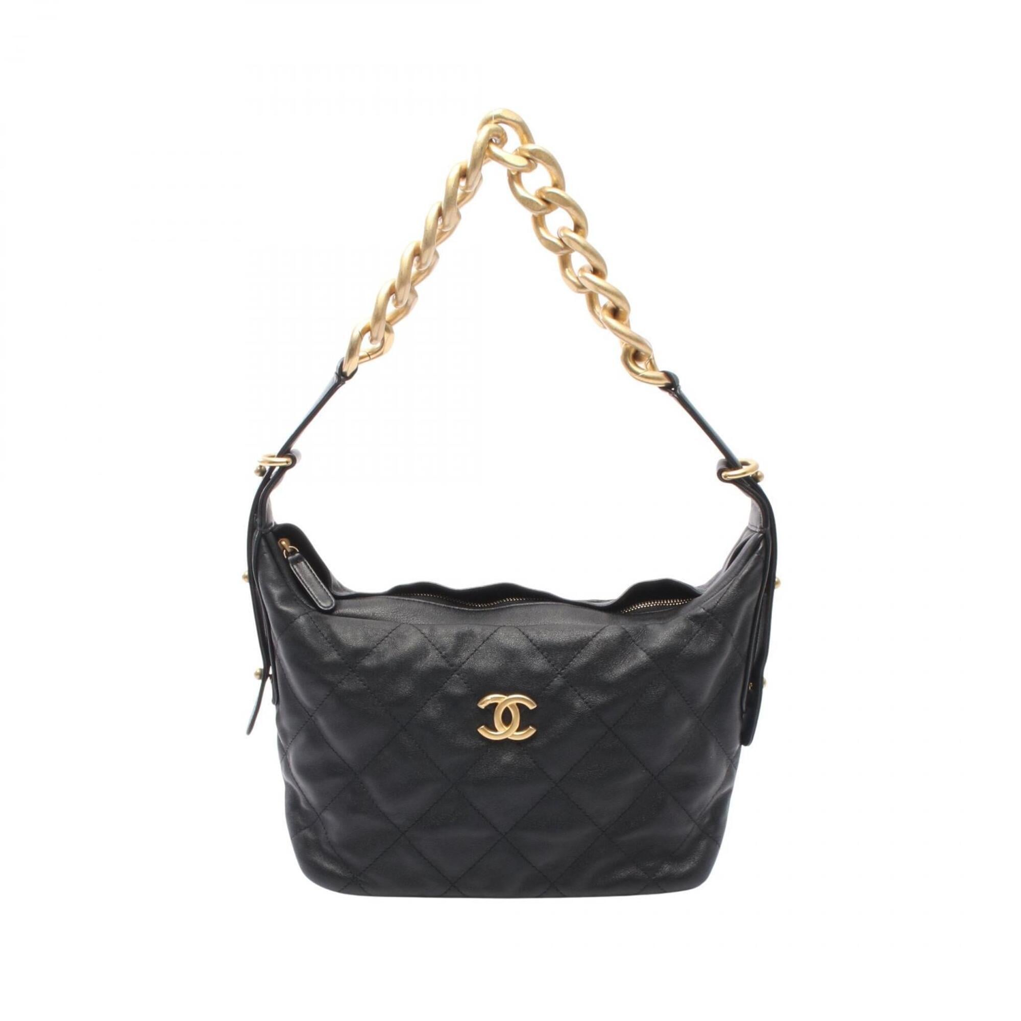 Chanel Black Leather Handbag Shoulder Bag (Pre-Owned)