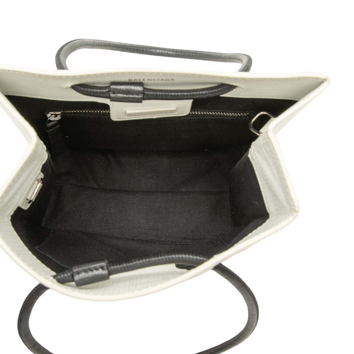 Balenciaga Black White Leather Handbag Shoulder Bag (Pre-Owned)