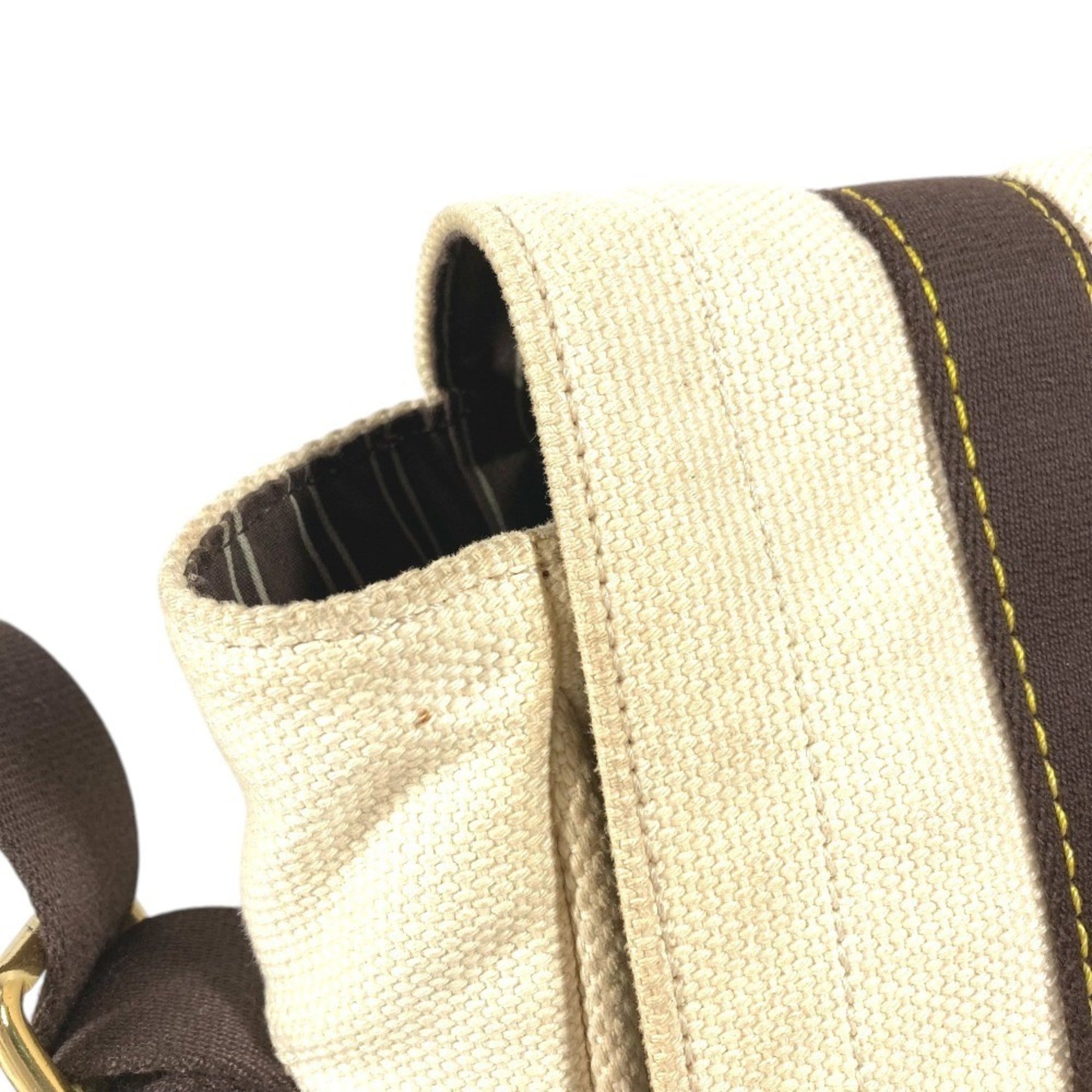 Louis Vuitton Brown Ecru White Canvas Shoulder Bag (Pre-Owned)