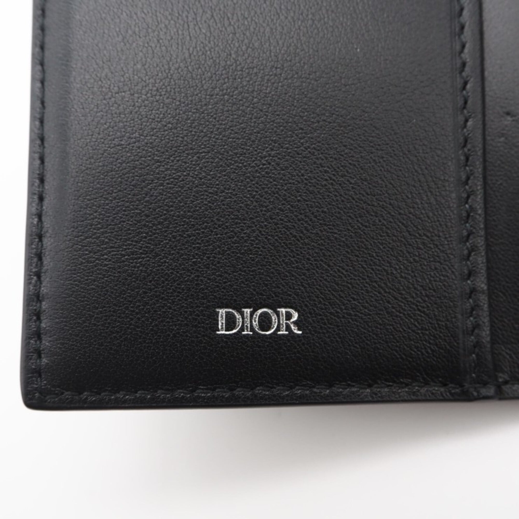 Christian Dior Black Leather Long Wallet (Bi-Fold) (Pre-Owned)