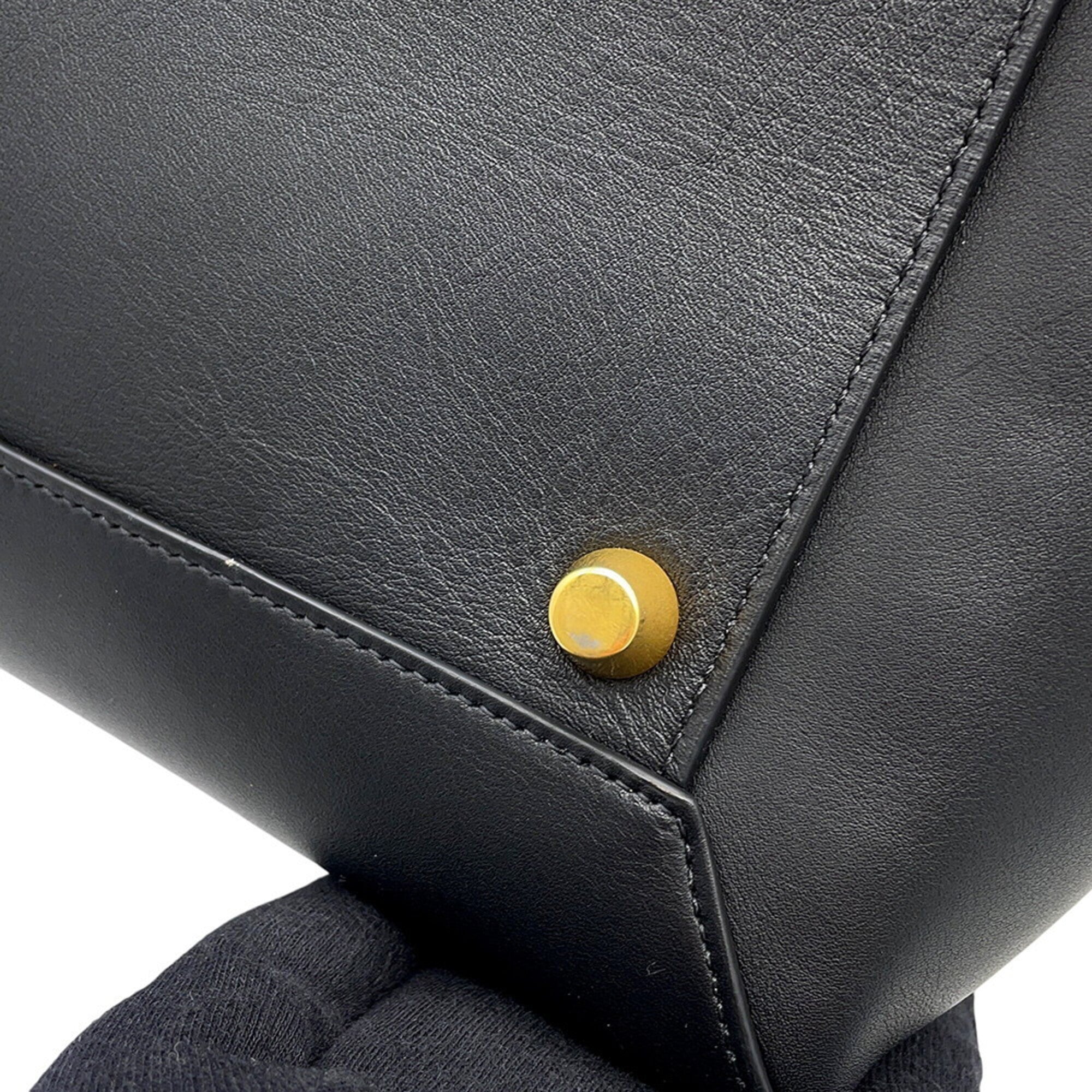 Celine Beige Black Leather Handbag (Pre-Owned)