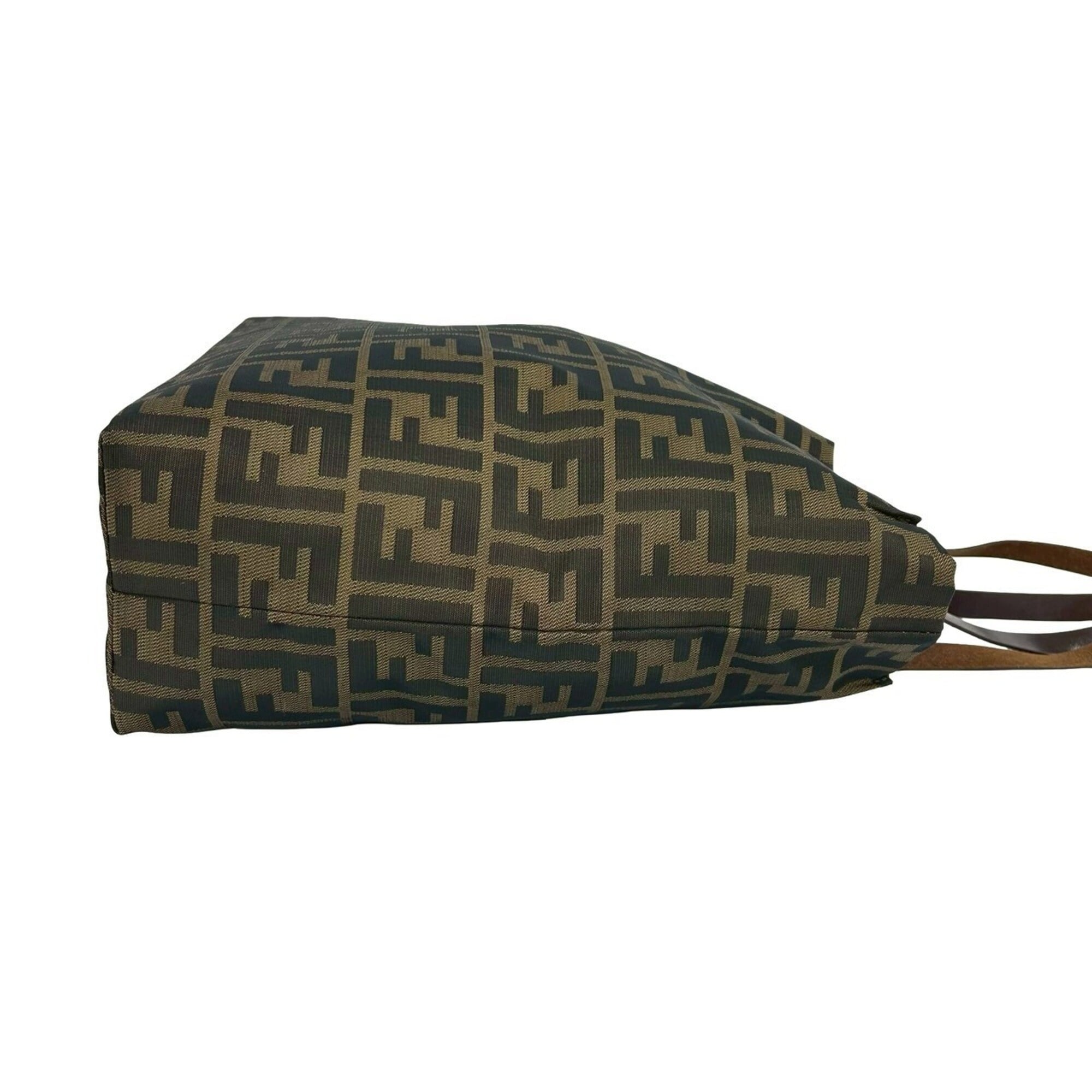 Fendi Brown Canvas Leather Handbag Shoulder Bag Tote Bag (Pre-Owned)