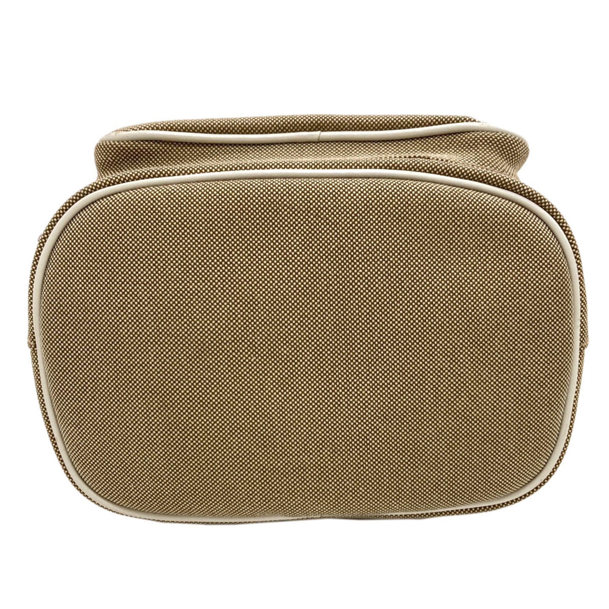 Prada Brown White Canvas Handbag (Pre-Owned)