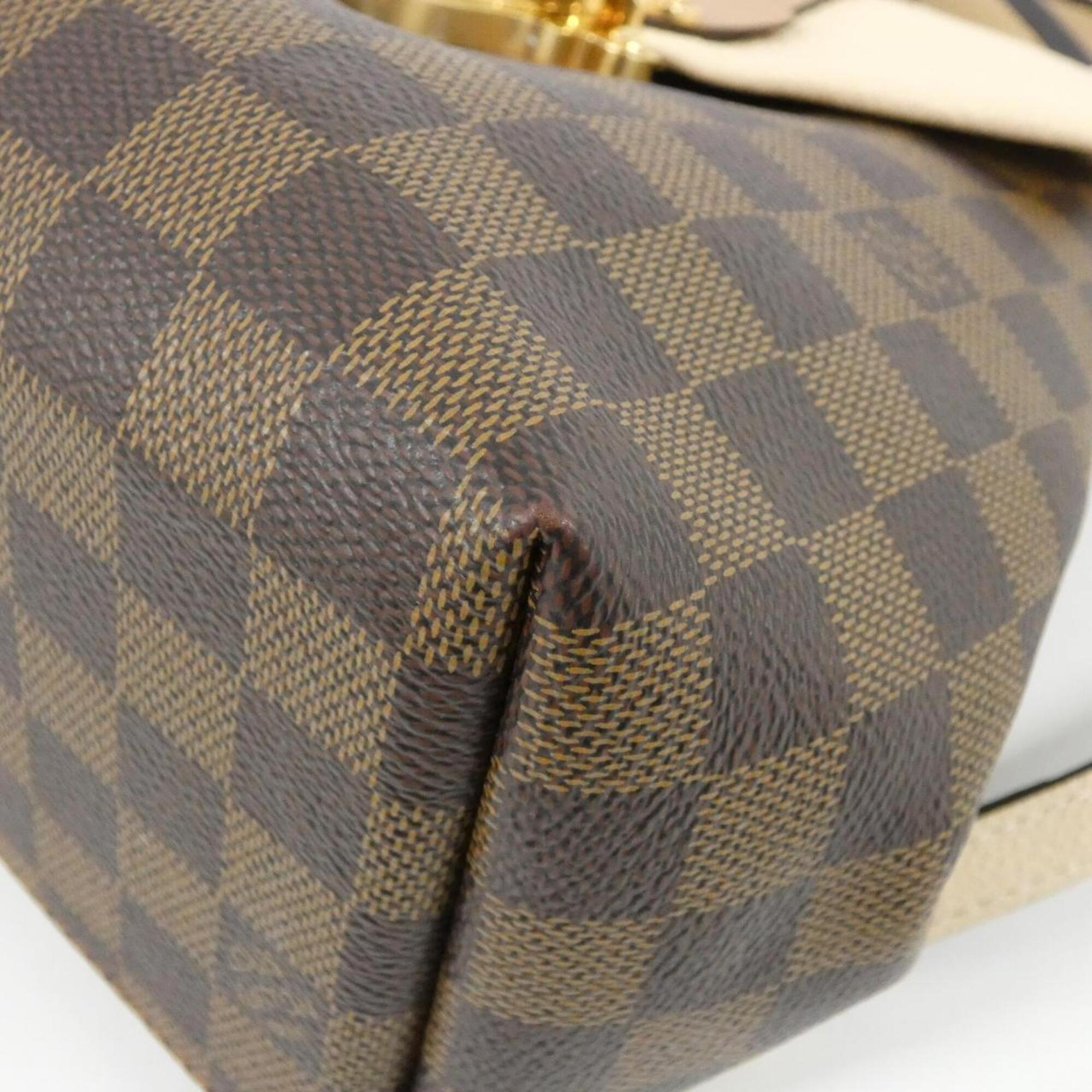Louis Vuitton Brown Cream Coated Canvas Leather Backpack (Pre-Owned)