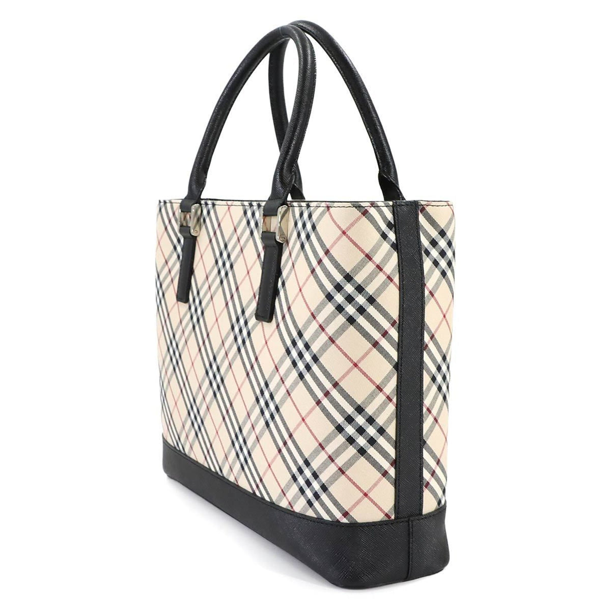 Burberry Beige Black Canvas Handbag (Pre-Owned)