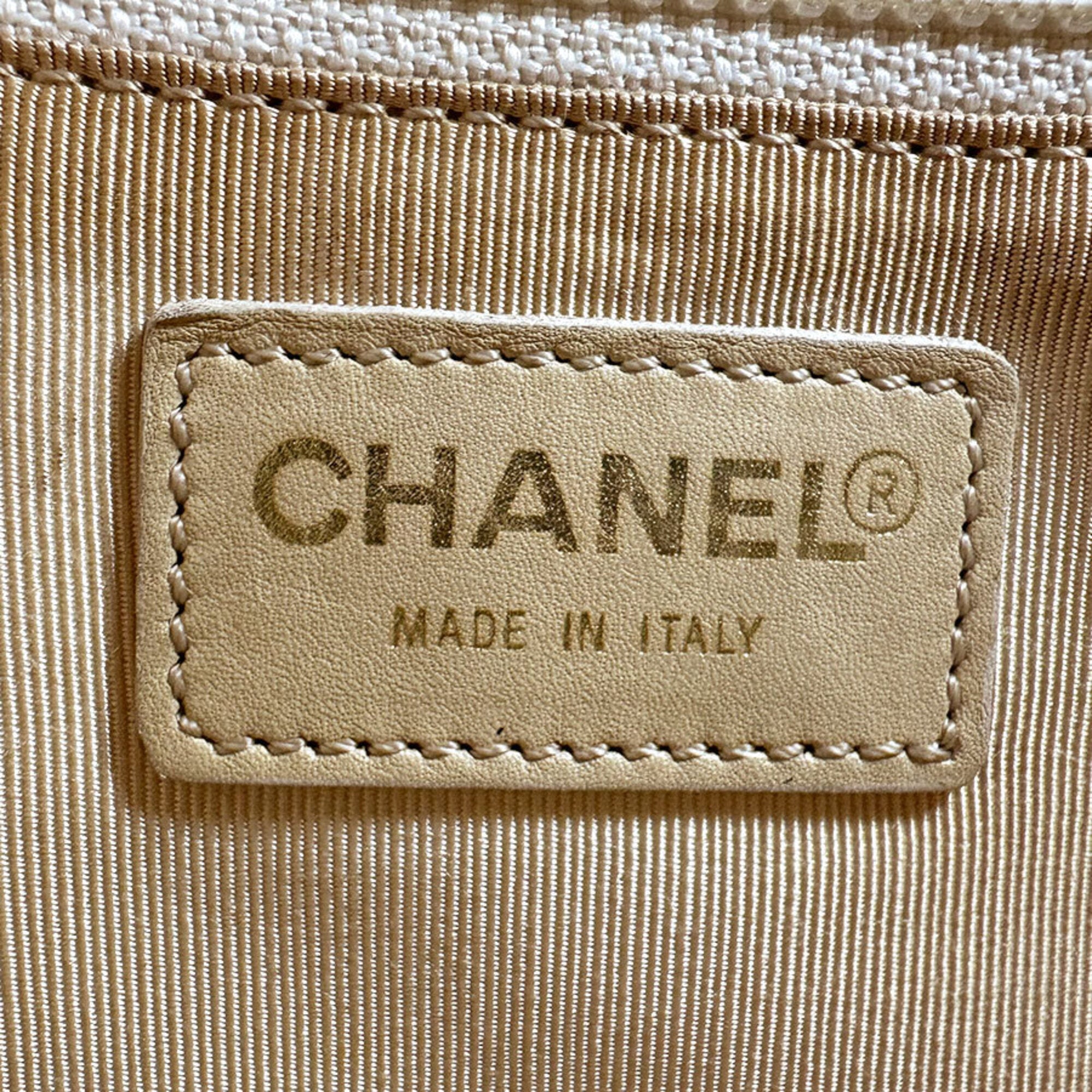 Chanel Beige Leather Shoulder Bag Tote Bag (Pre-Owned)