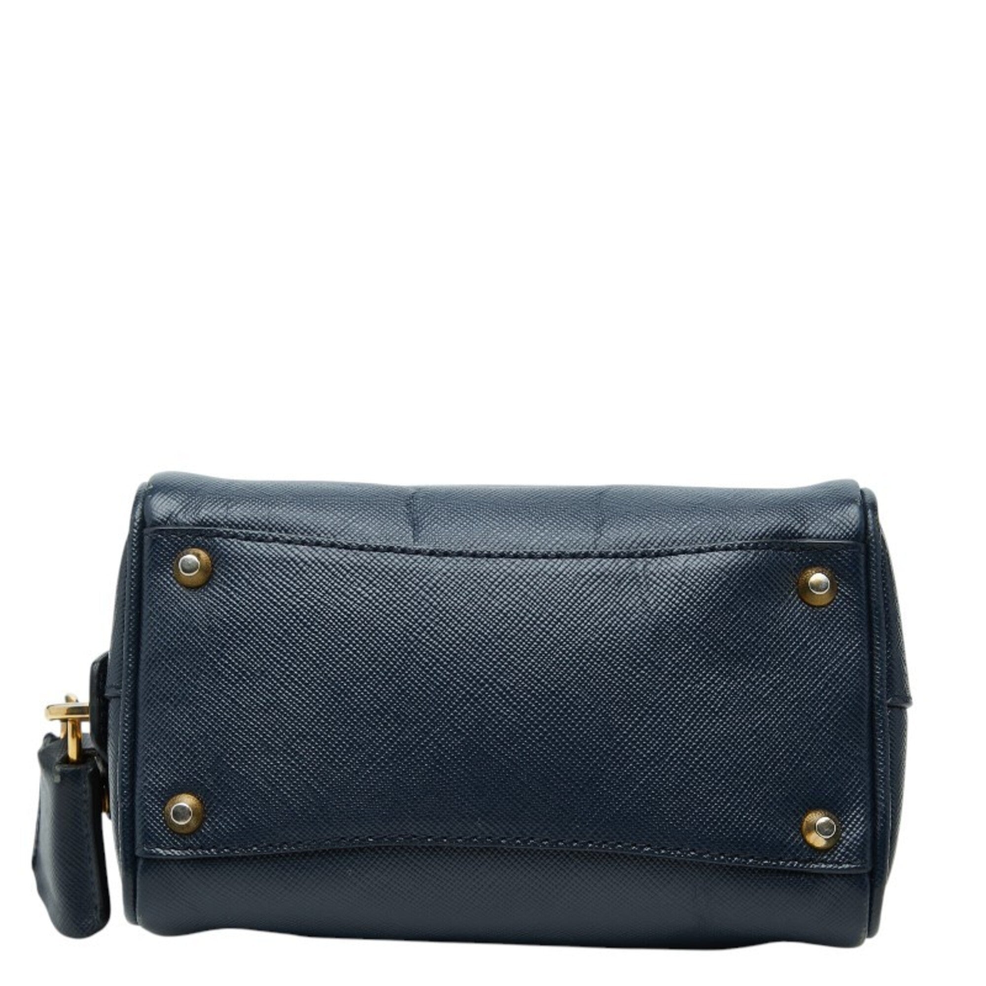 Prada Navy Leather Handbag Shoulder Bag (Pre-Owned)