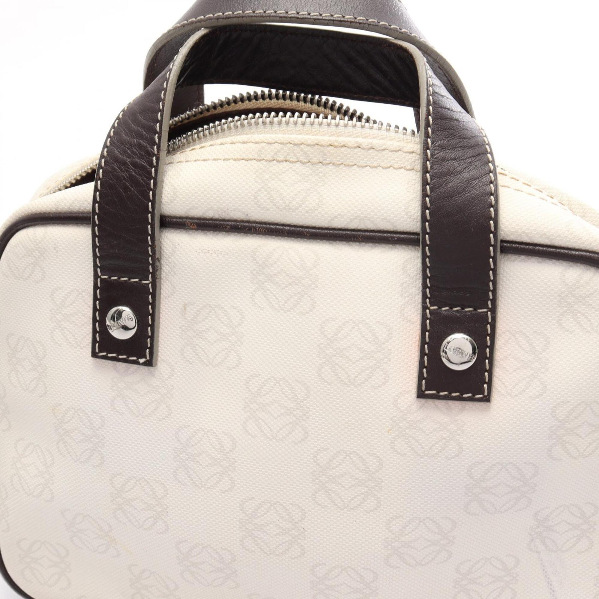 Loewe Brown White Coated Canvas Leather Handbag (Pre-Owned)