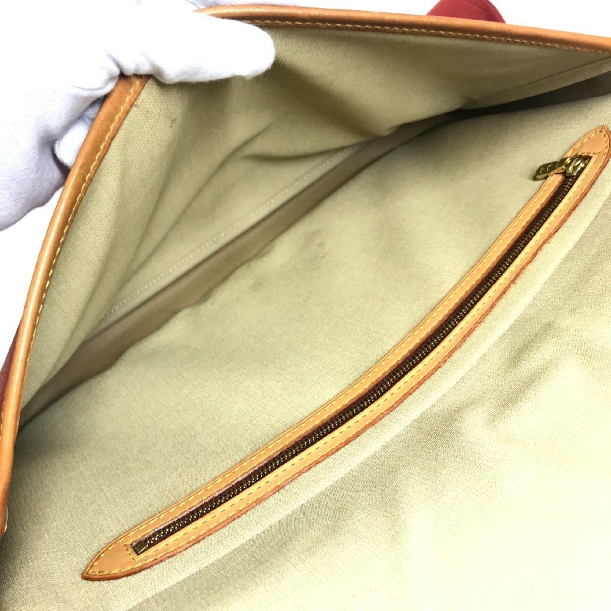 Louis Vuitton Galle Orange Leather Canvas Messenger Bag Shoulder Bag (Pre-Owned)
